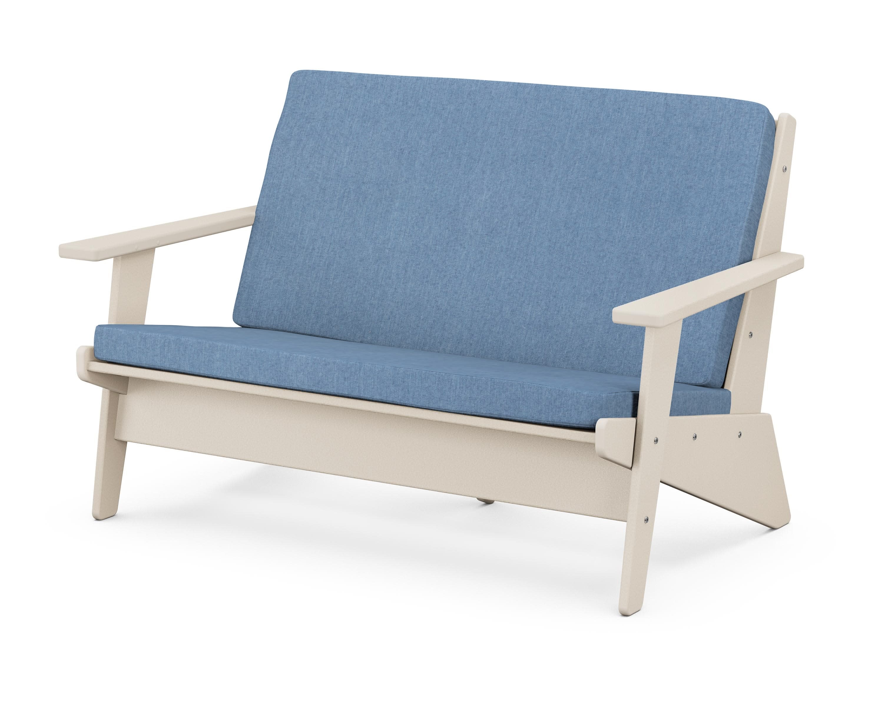 Riviera Modern Lounge Loveseat in Sand / Sky Blue