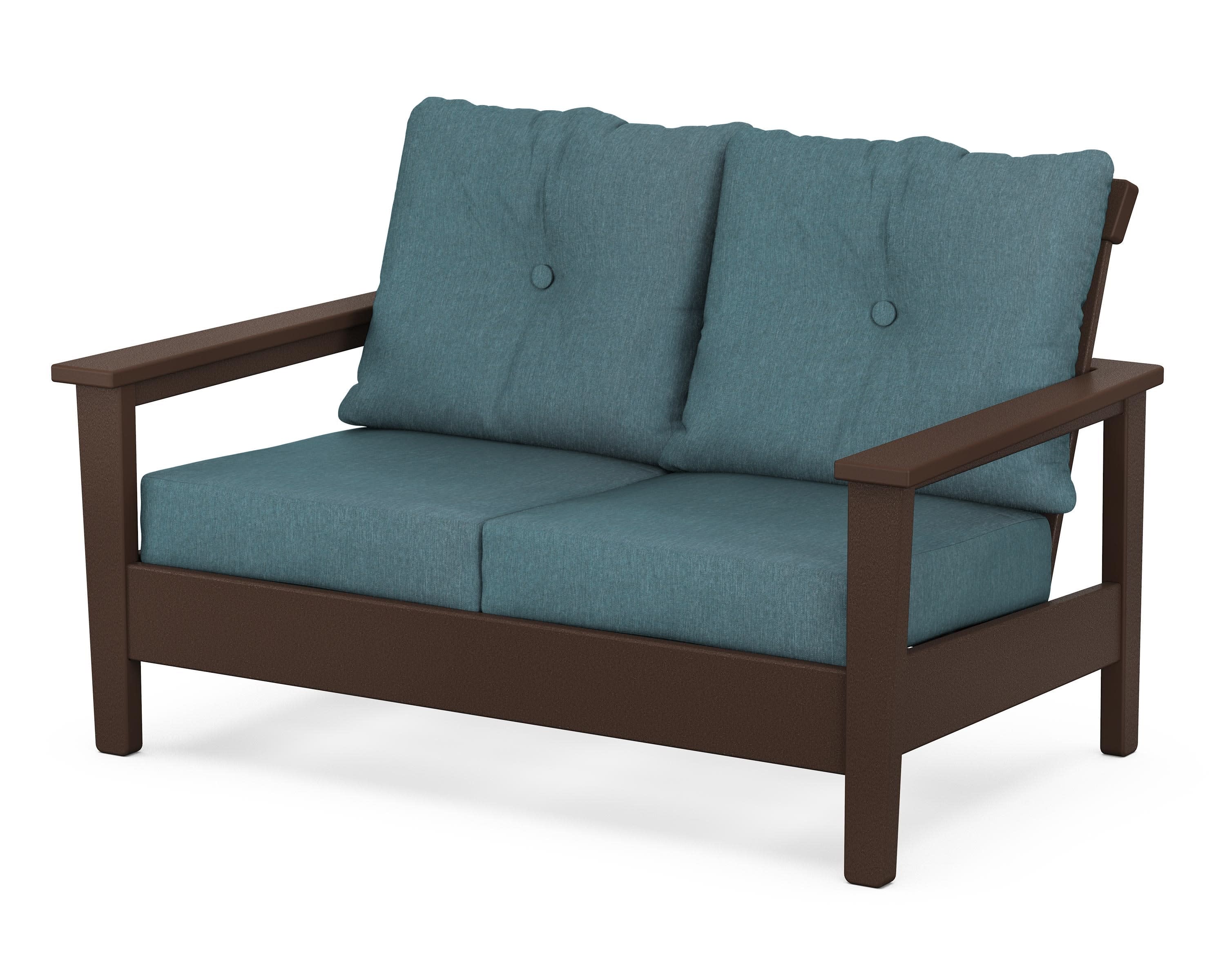 Prescott Deep Seating Loveseat in Mahogany / Ocean Teal