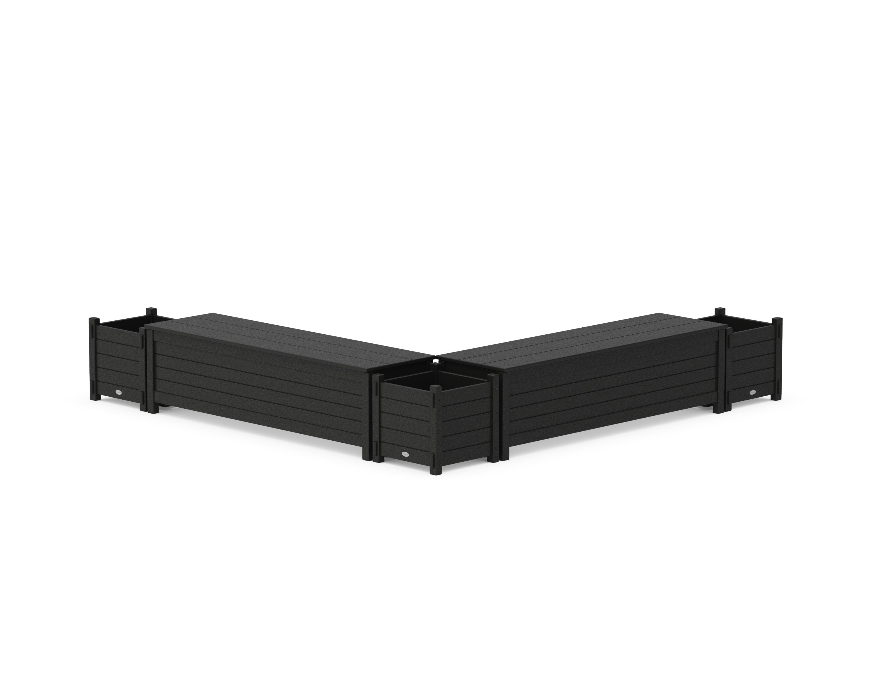 60" Nautical L- Shaped Planter Storage Bench Corner Set in Black