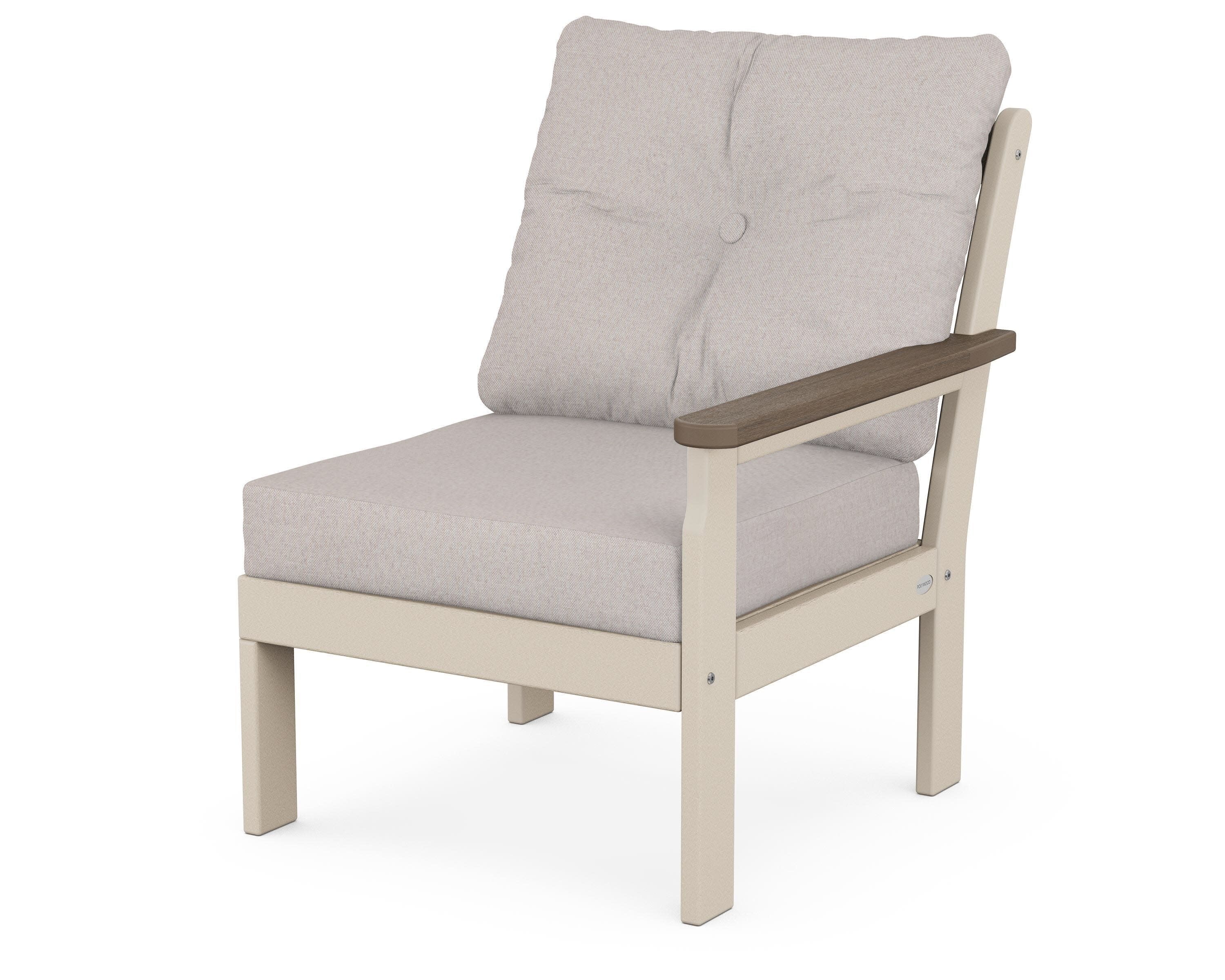 Vineyard Modular Right Arm Chair in Sand / Kona / Dune Burlap