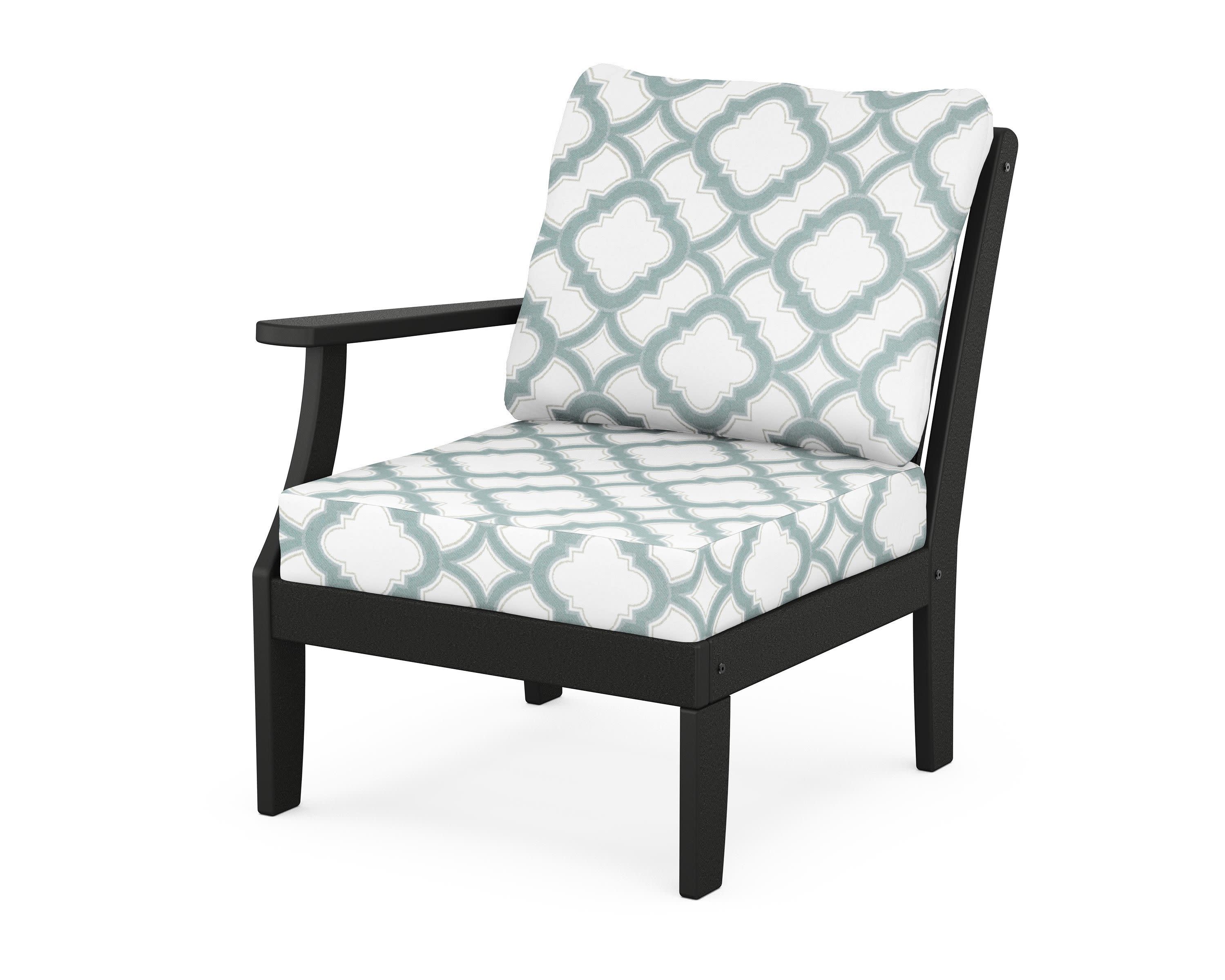 Braxton Modular Left Arm Chair in Black / Trellis Glacier Spa
