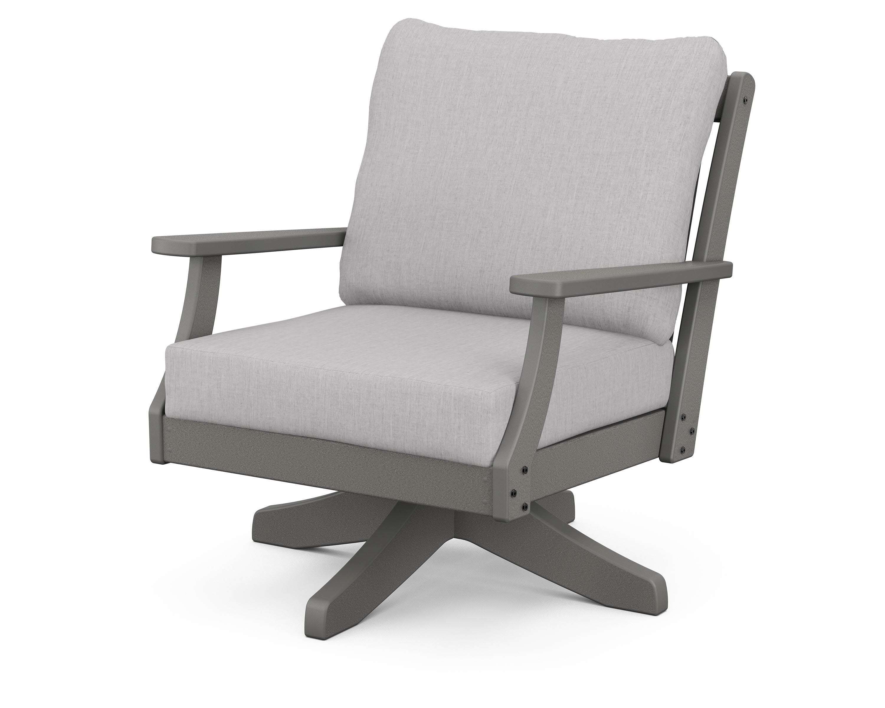 Braxton Deep Seating Swivel Chair in Slate Grey / Granite