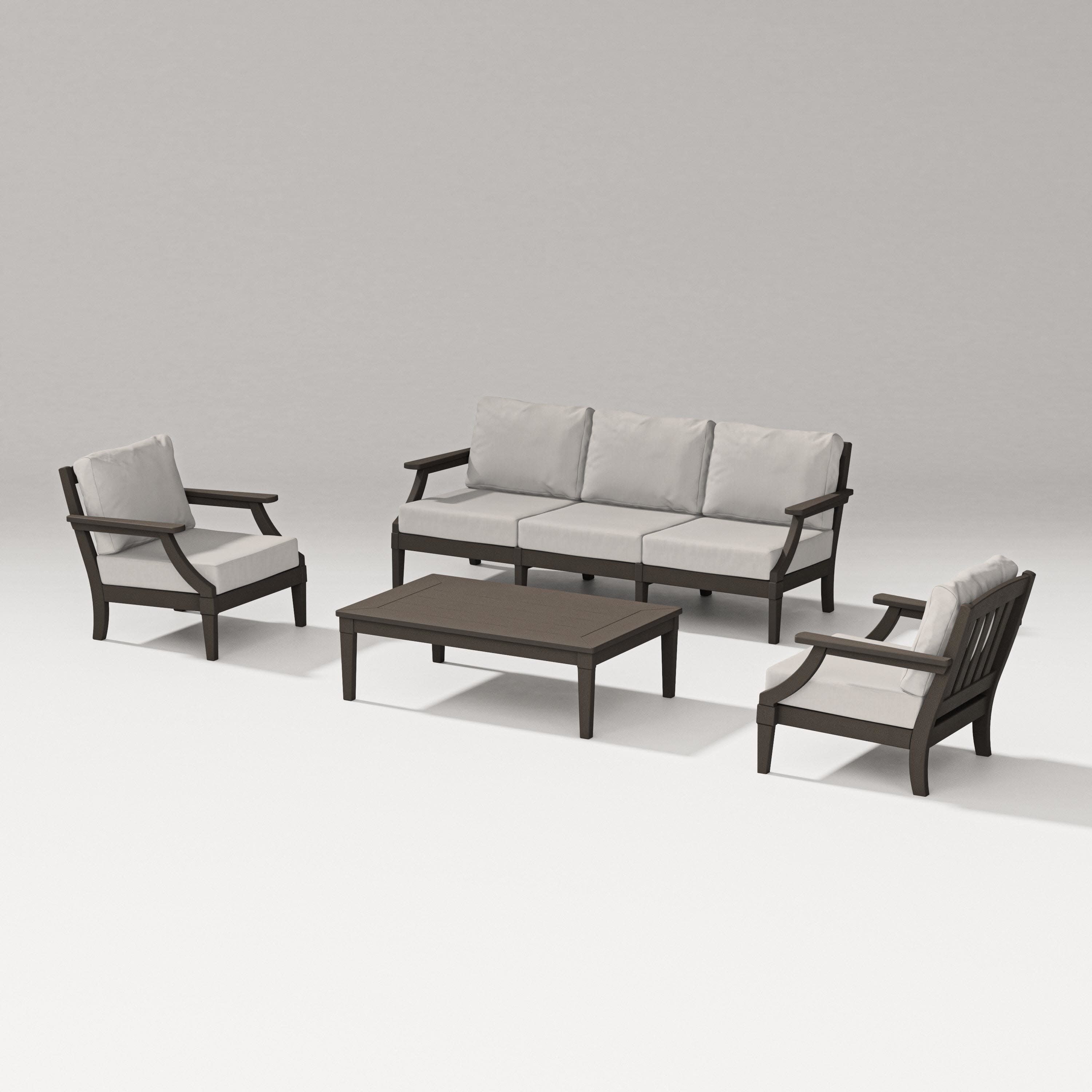 Estate 4-Piece Lounge Sofa Set in Vintage Coffee / Cast Ash