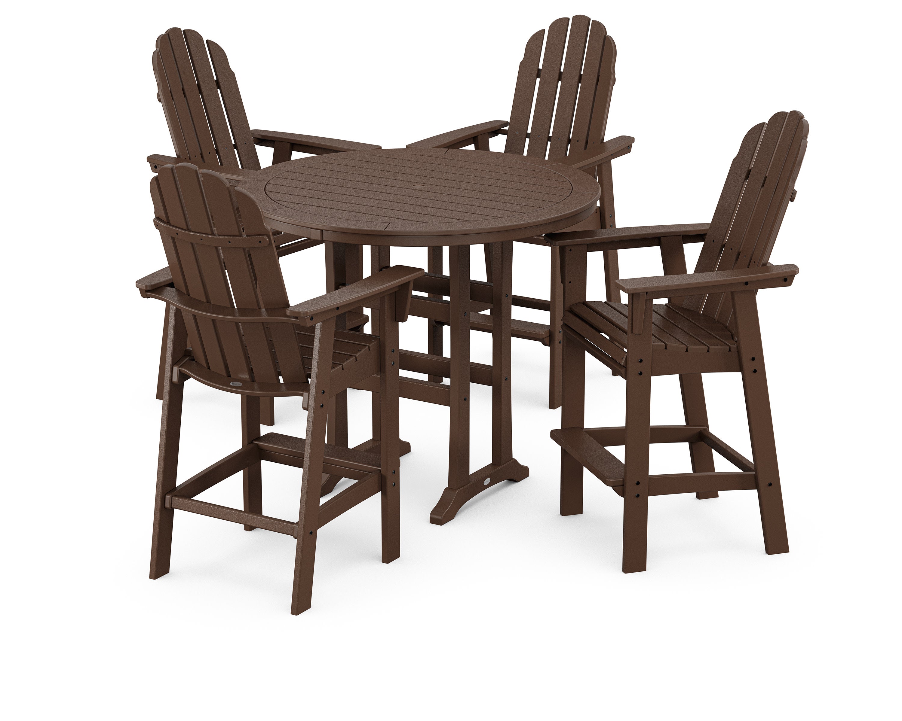 Vineyard Curveback Adirondack 5-Piece Nautical Trestle Bar Set in Mahogany