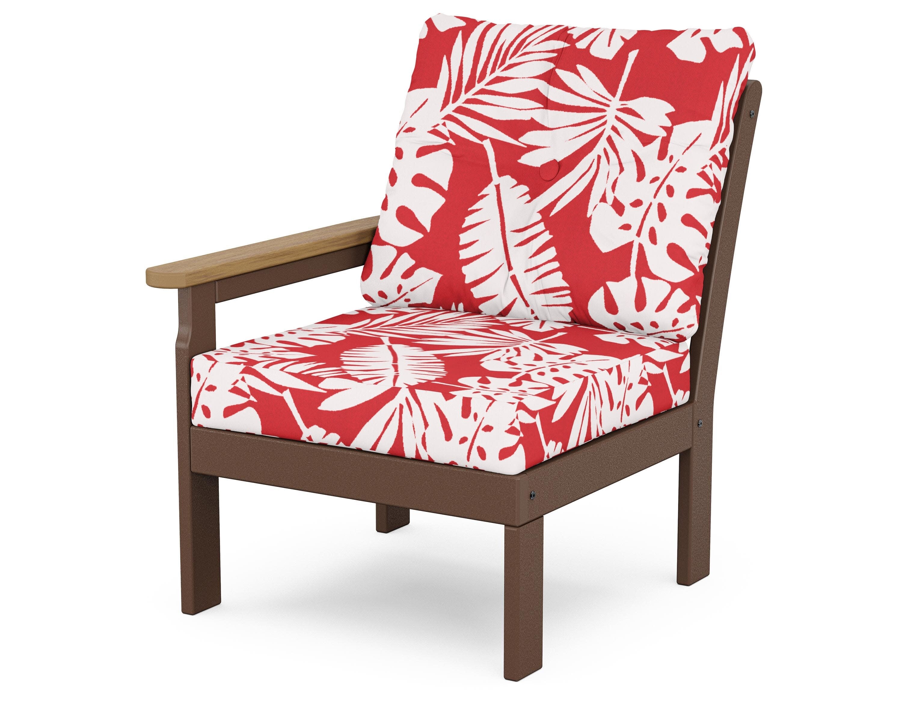 Vineyard Modular Left Arm Chair in Mahogany / Natural / Leaf Crimson