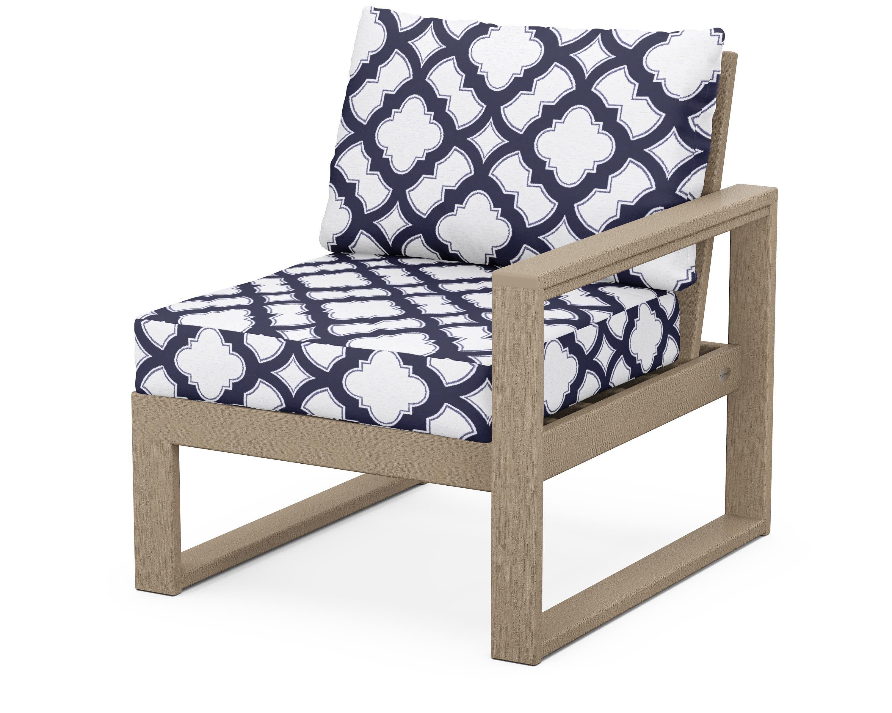 EDGE Modular Right Arm Chair in Vintage Sahara / Trellis Navy