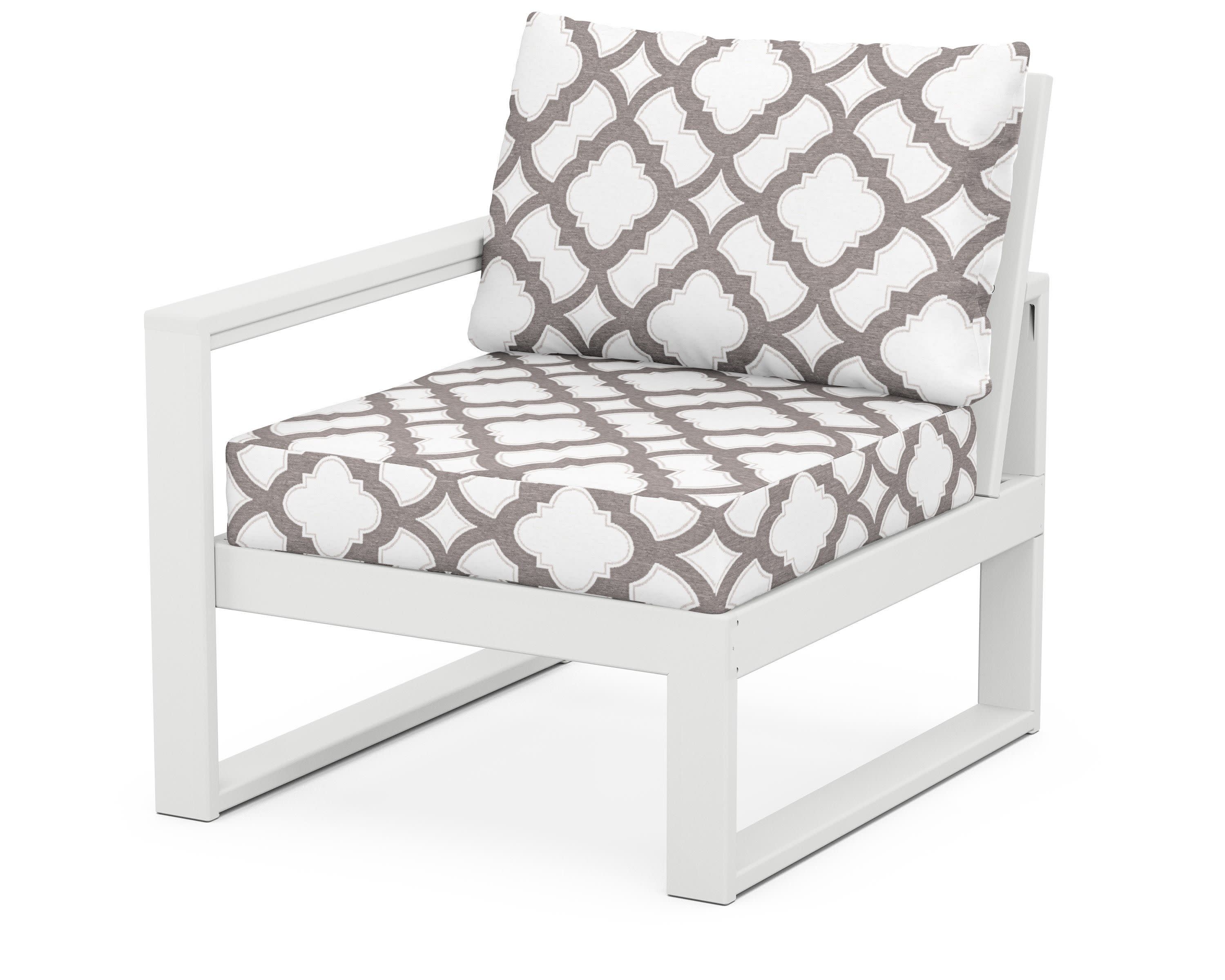 EDGE Modular Left Arm Chair in White / Trellis Grey Mist