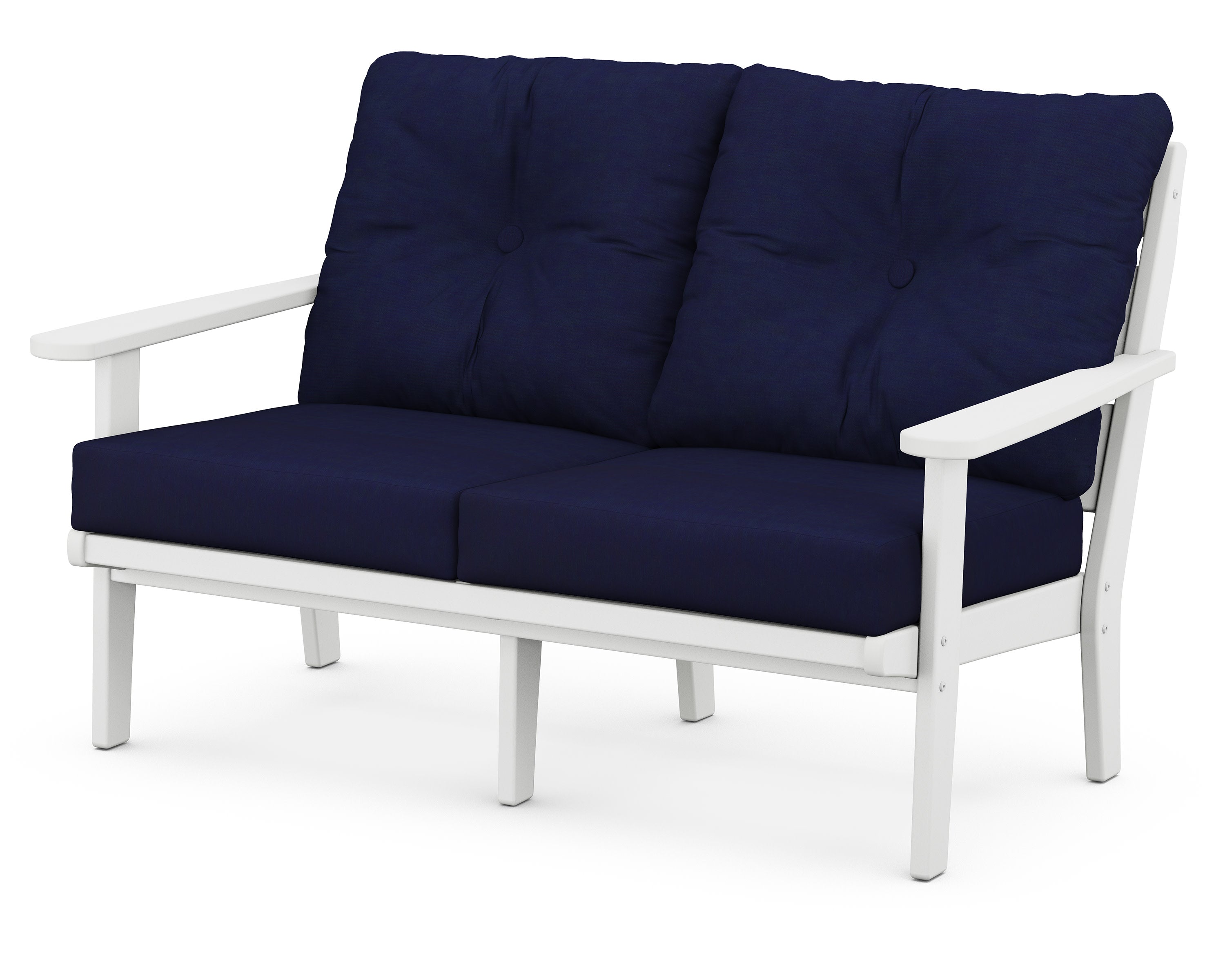 Lakeside Deep Seating Loveseat in White / Navy
