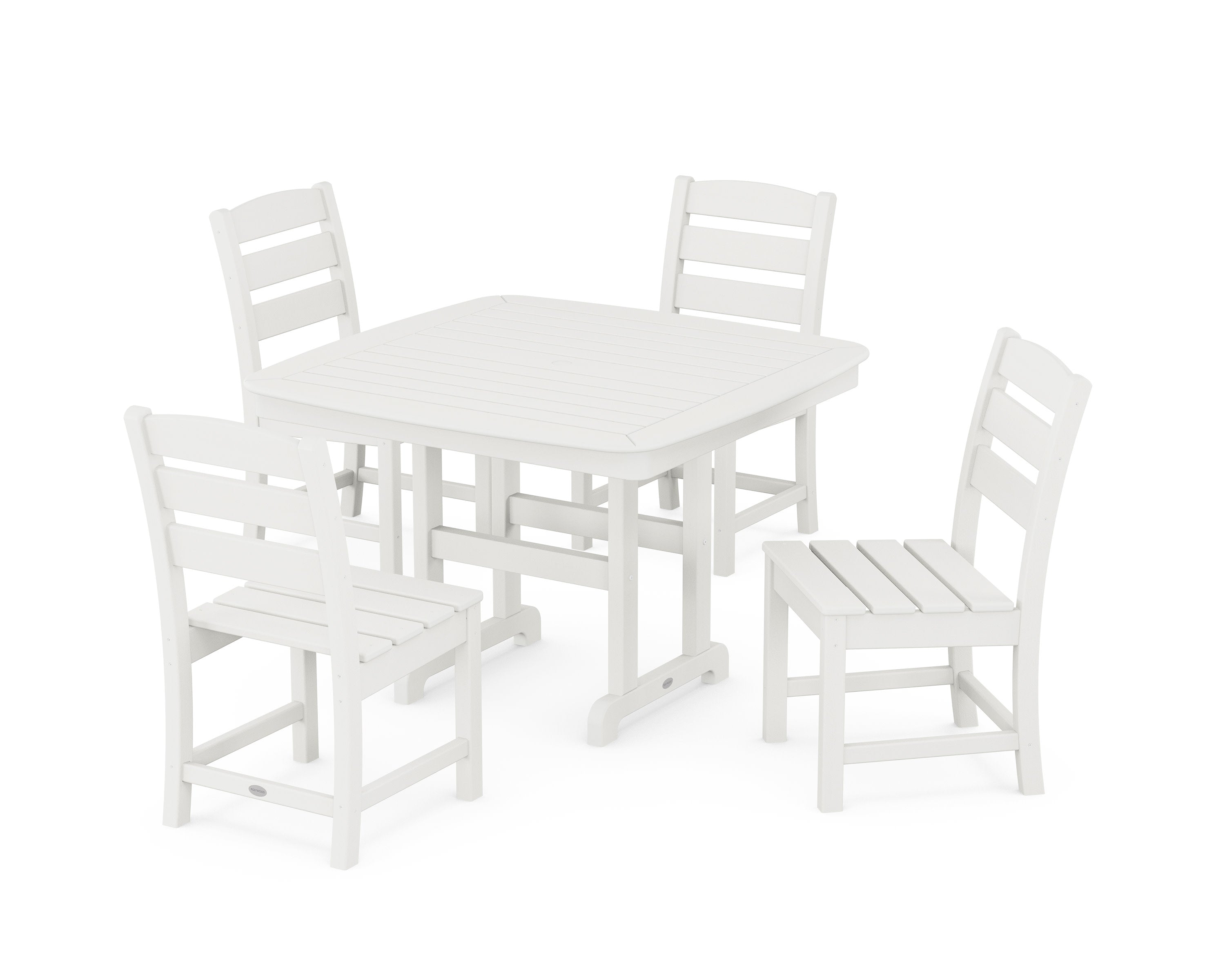 Lakeside Side Chair 5-Piece Dining Set with Trestle Legs in Vintage White
