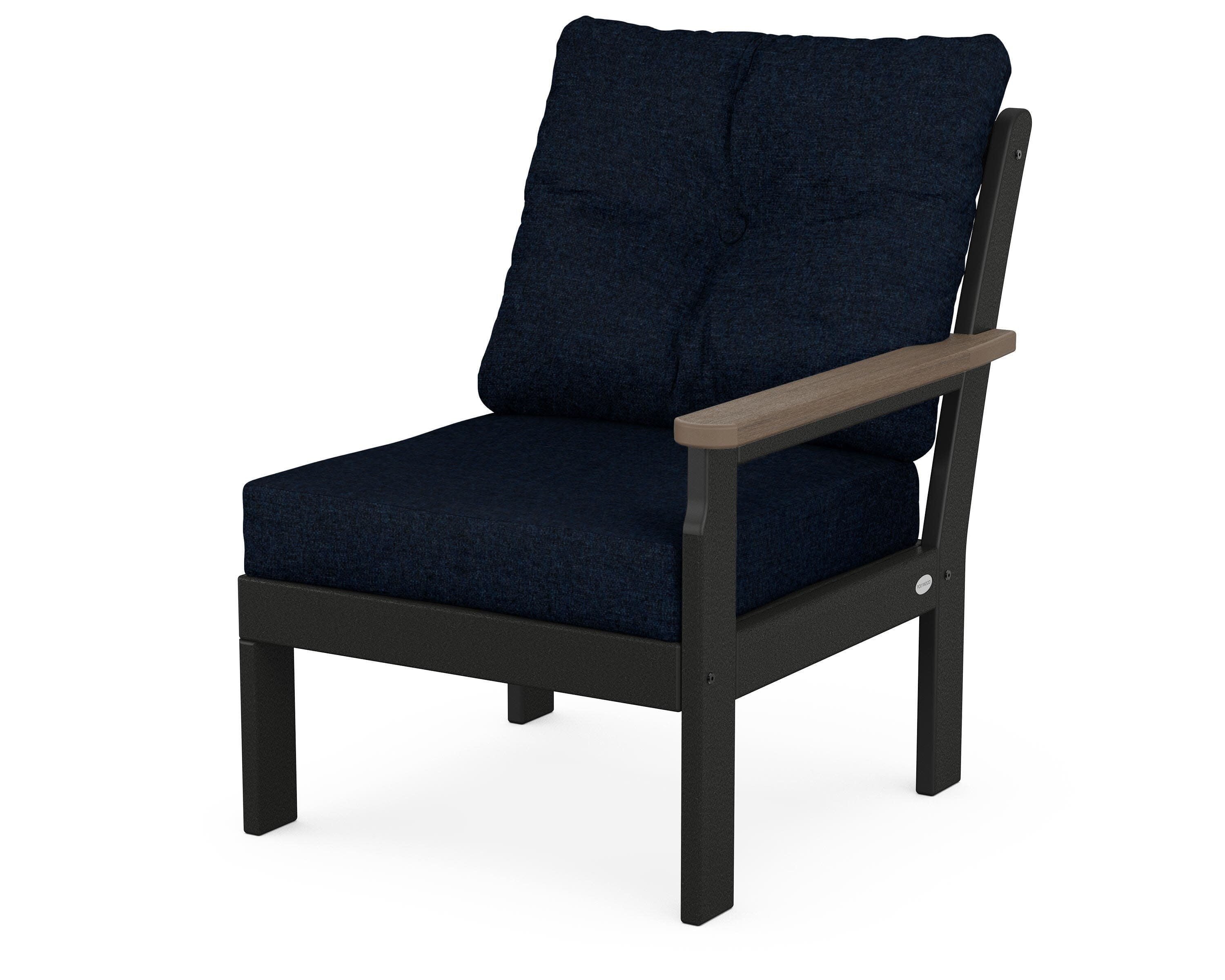 Vineyard Modular Right Arm Chair in Black / Kona / Marine Indigo