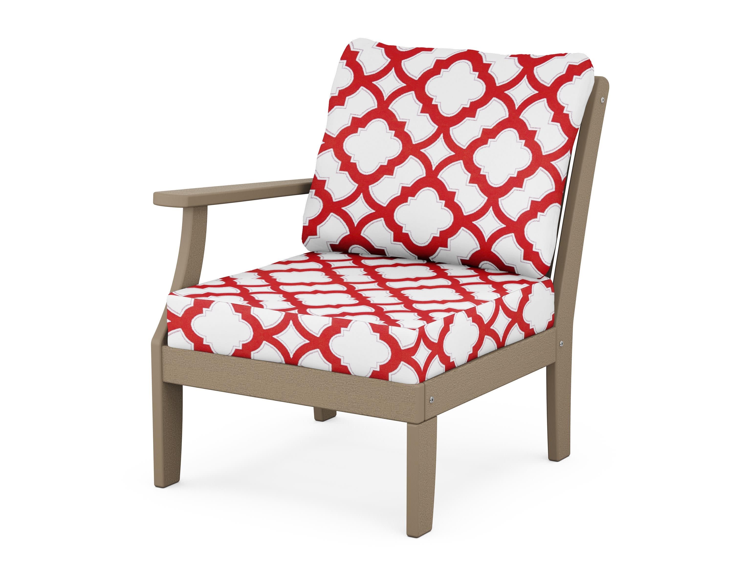Braxton Modular Left Arm Chair in Vintage Sahara / Trellis Crimson