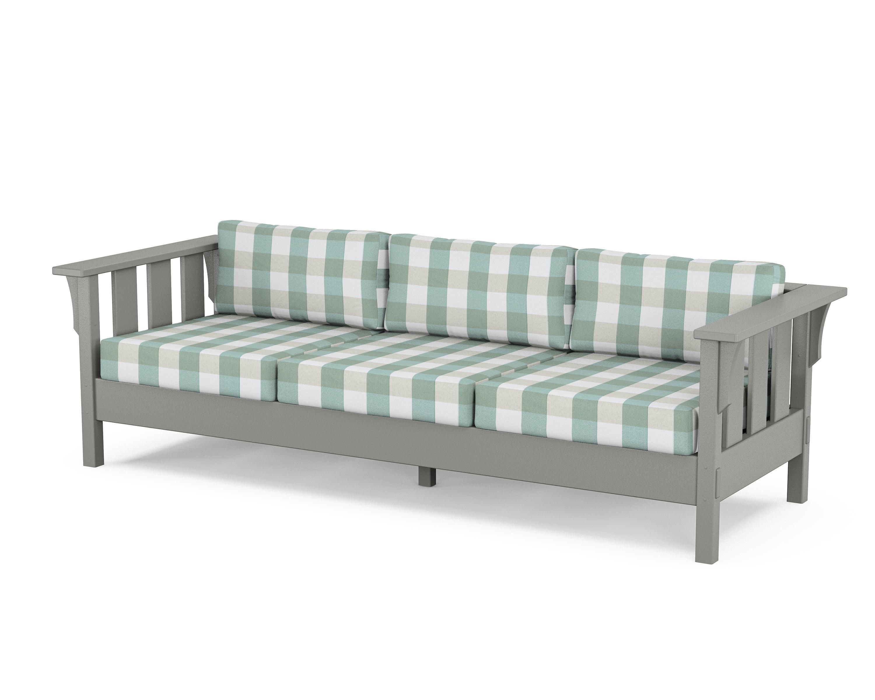 Acadia Deep Seating Sofa in Slate Grey / Buffalo Plaid Glacier Spa