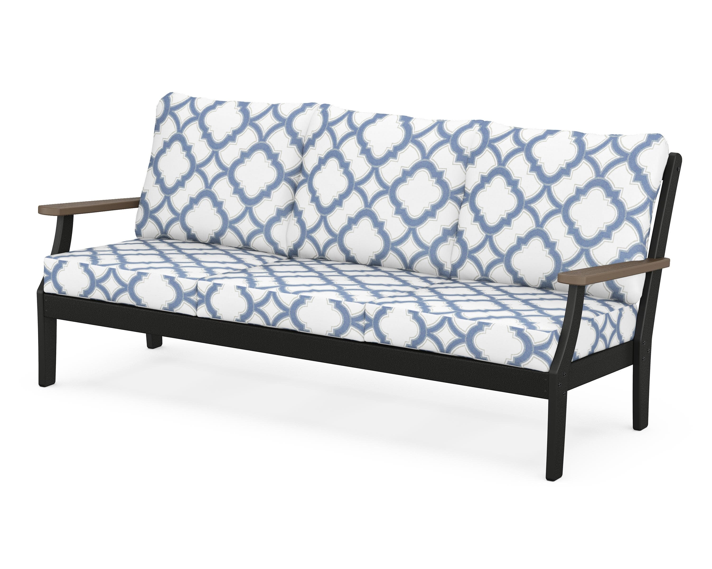Braxton Deep Seating Sofa in Black / Kona / Trellis Sky Blue