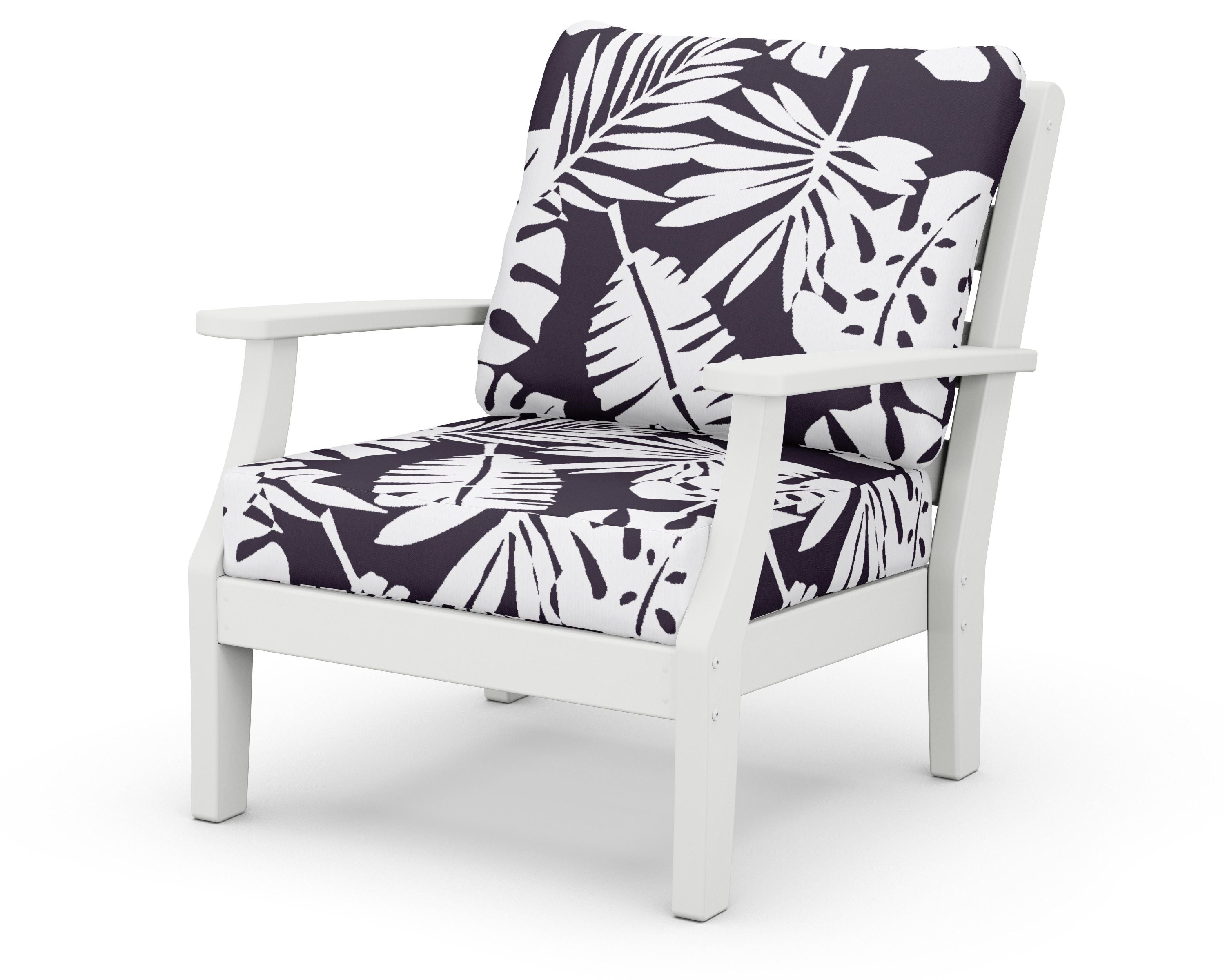 Chesapeake Deep Seating Chair in White / Leaf Navy