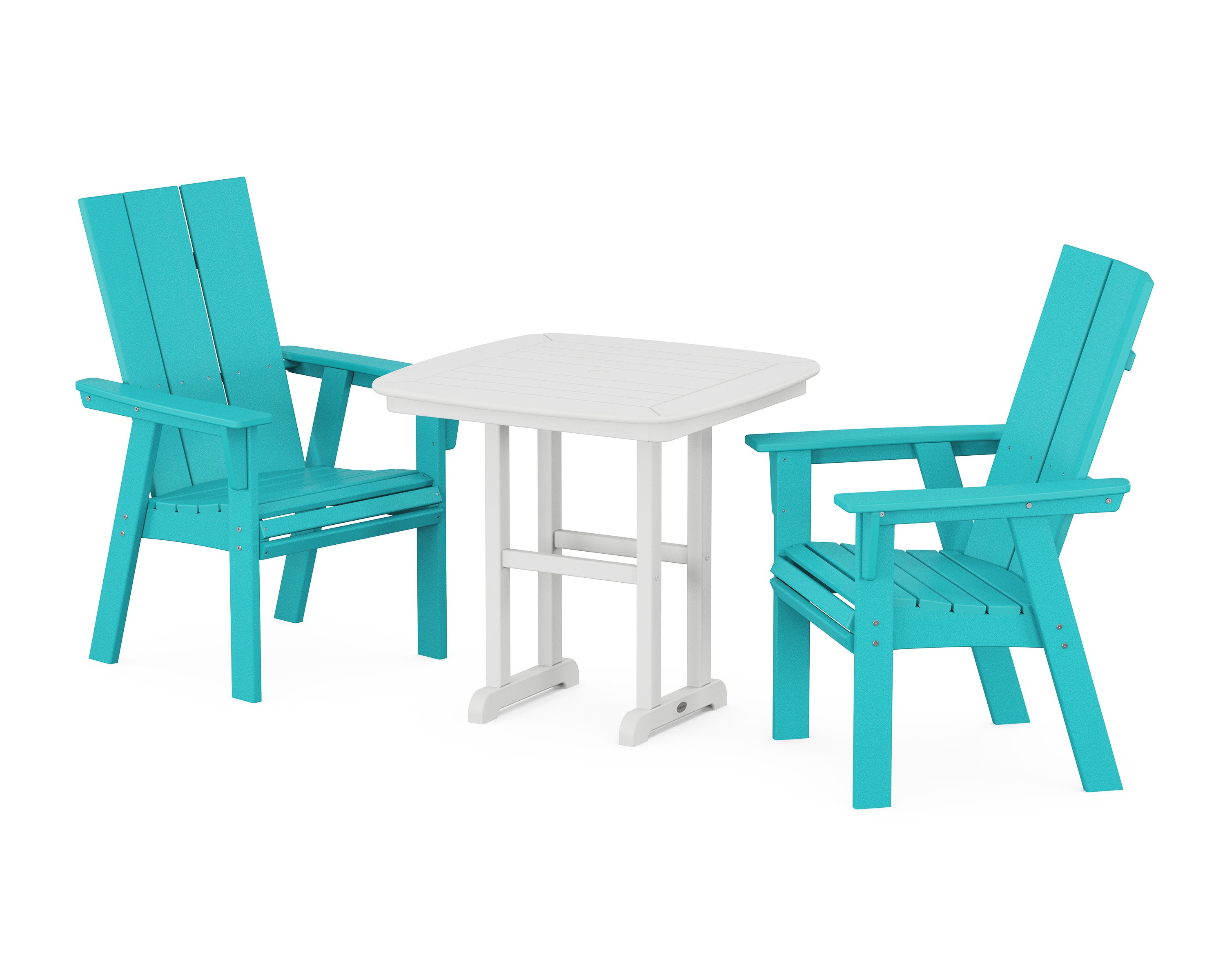 Modern Adirondack 3-Piece Dining Set in Aruba / White
