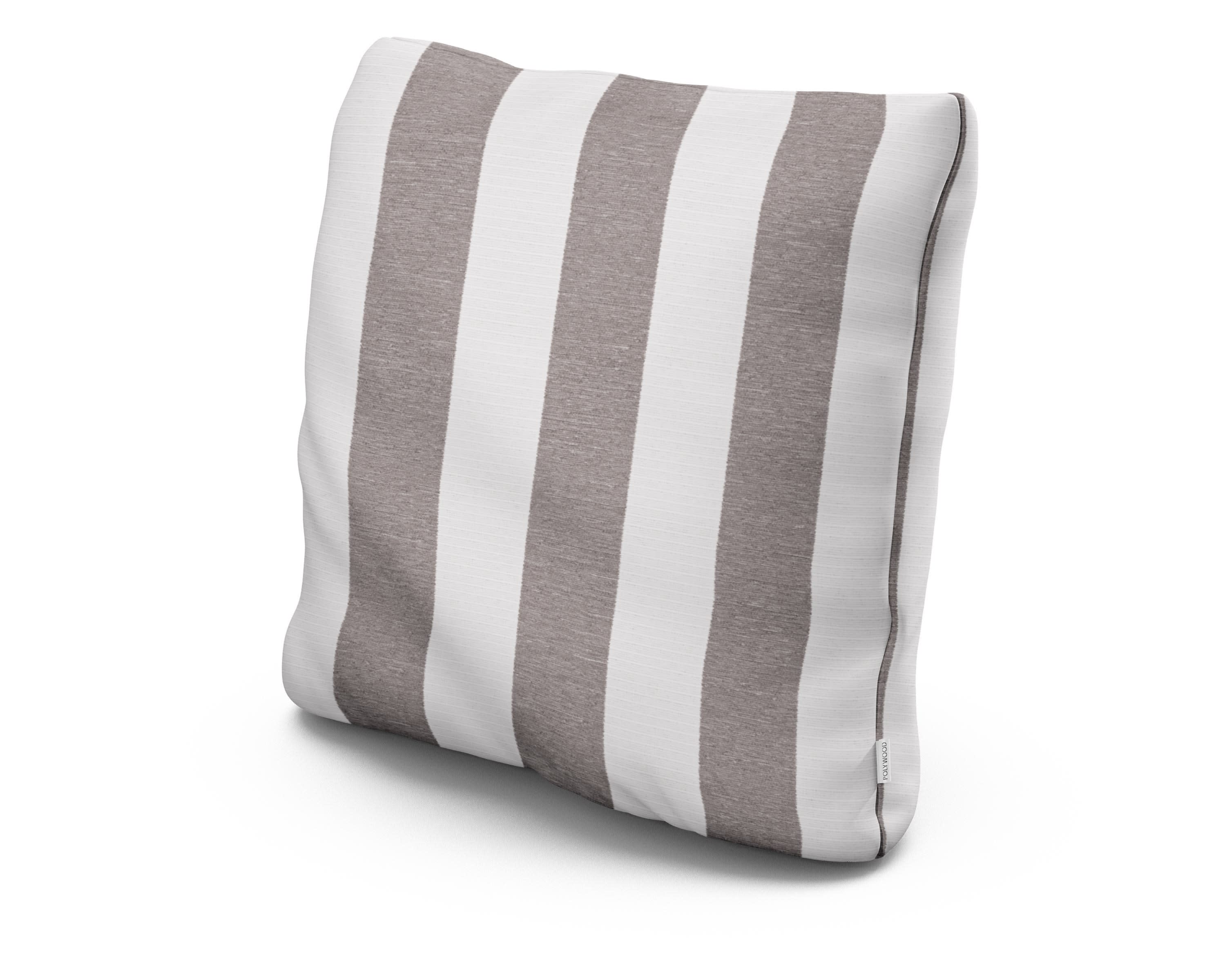 22" Outdoor Throw Pillow in Cabana Stripe Grey Mist