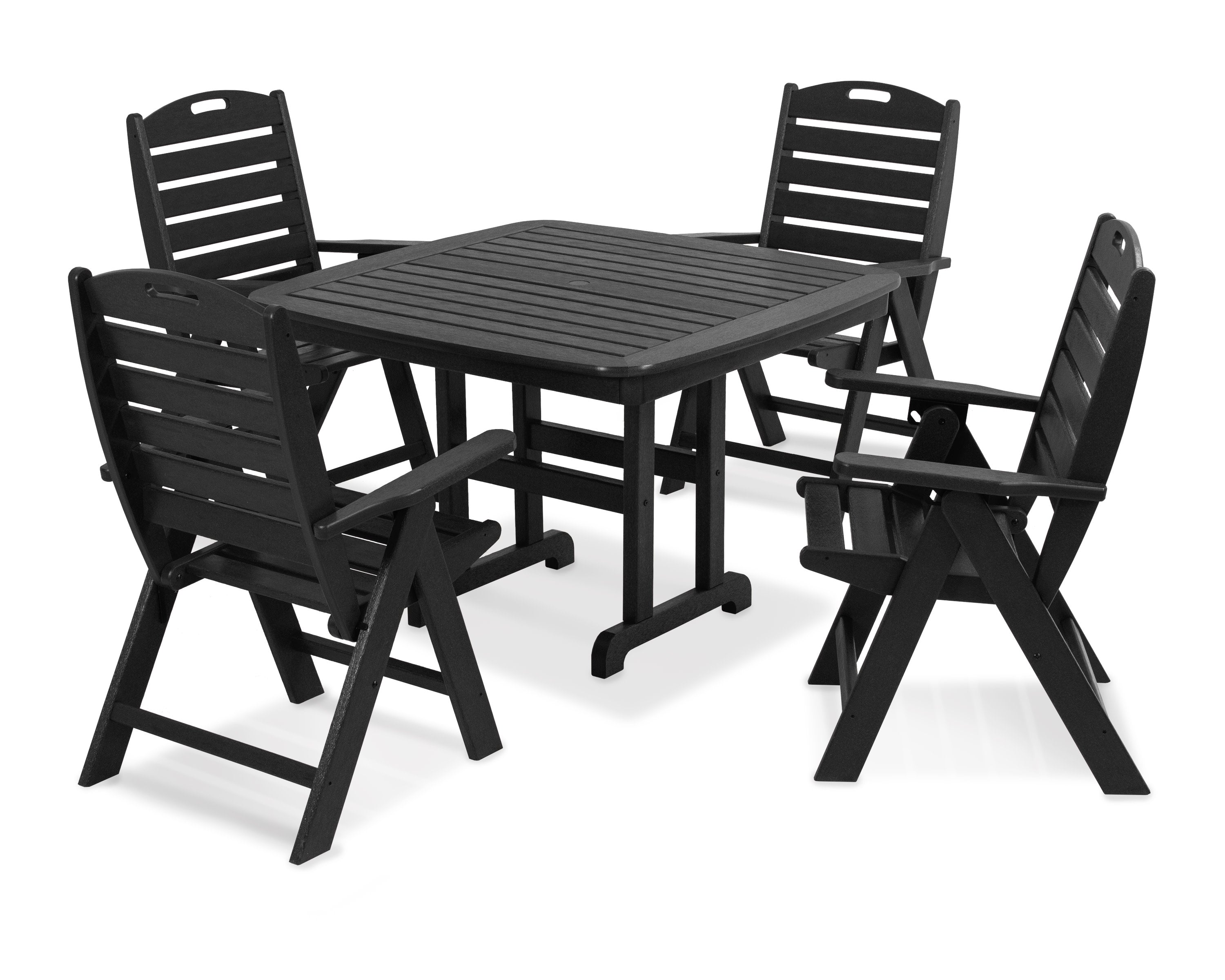 Nautical Highback Chair 5-Piece Dining Set in Black