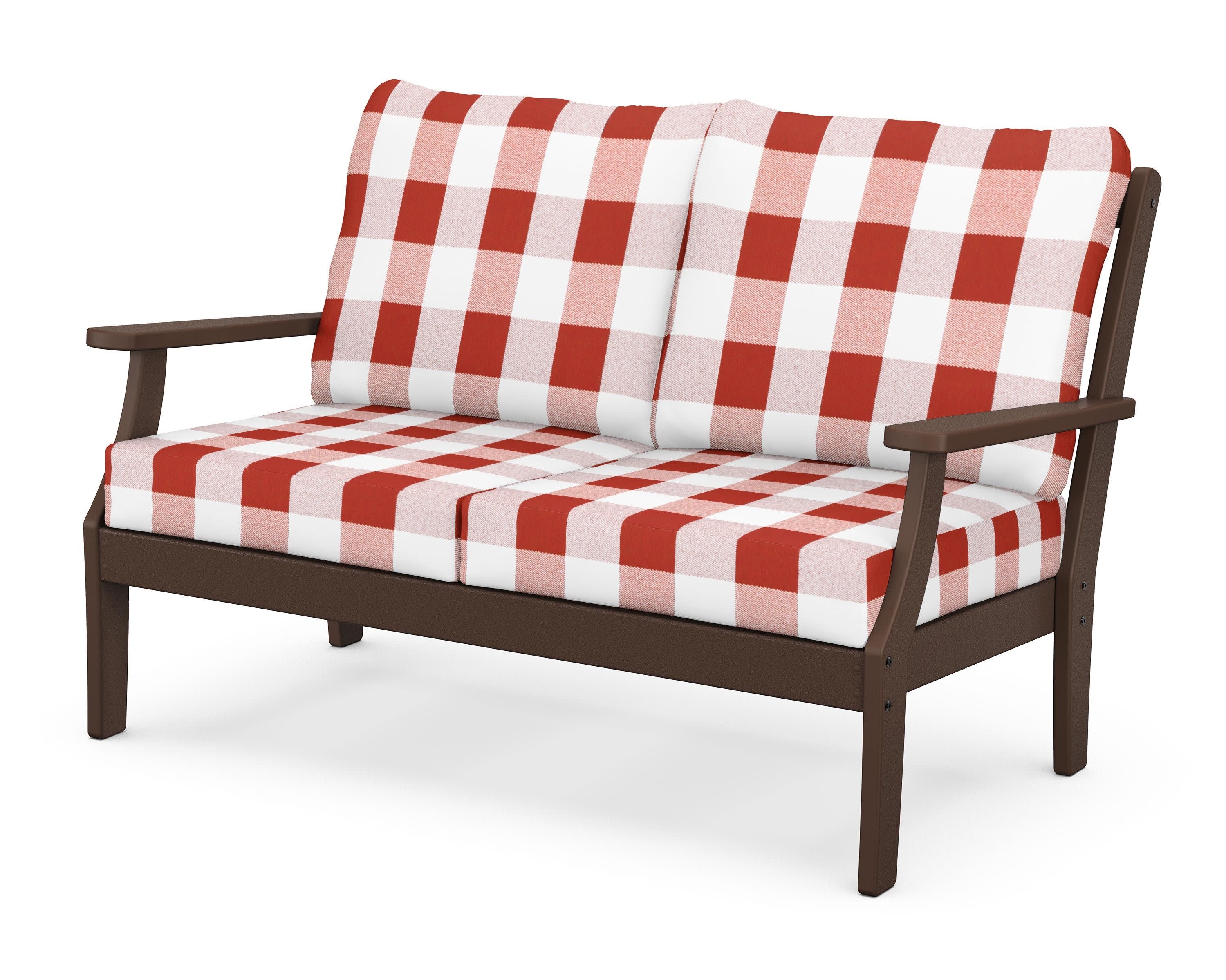Braxton Deep Seating Loveseat in Mahogany / Buffalo Plaid Crimson