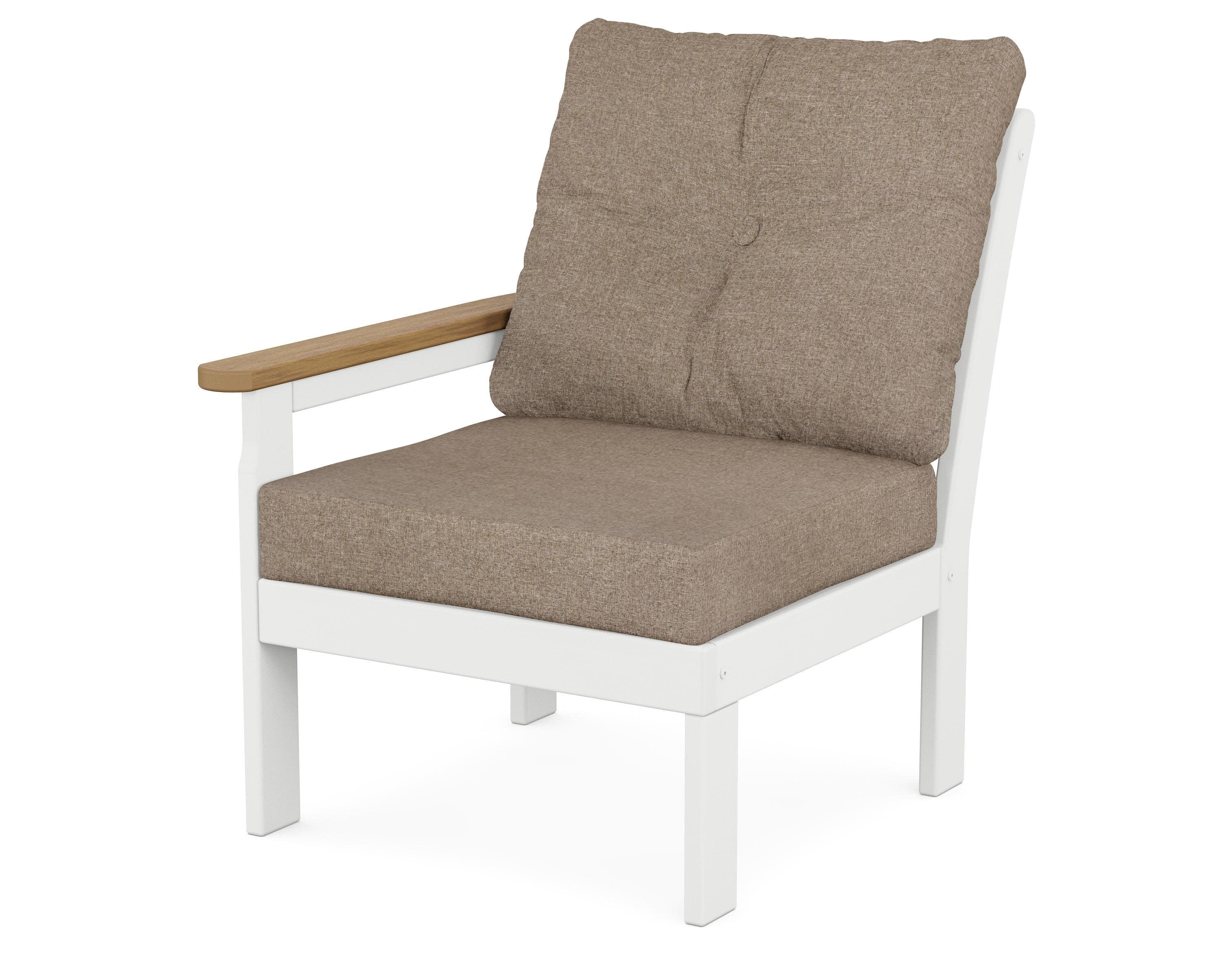 Vineyard Modular Left Arm Chair in White / Natural / Spiced Burlap