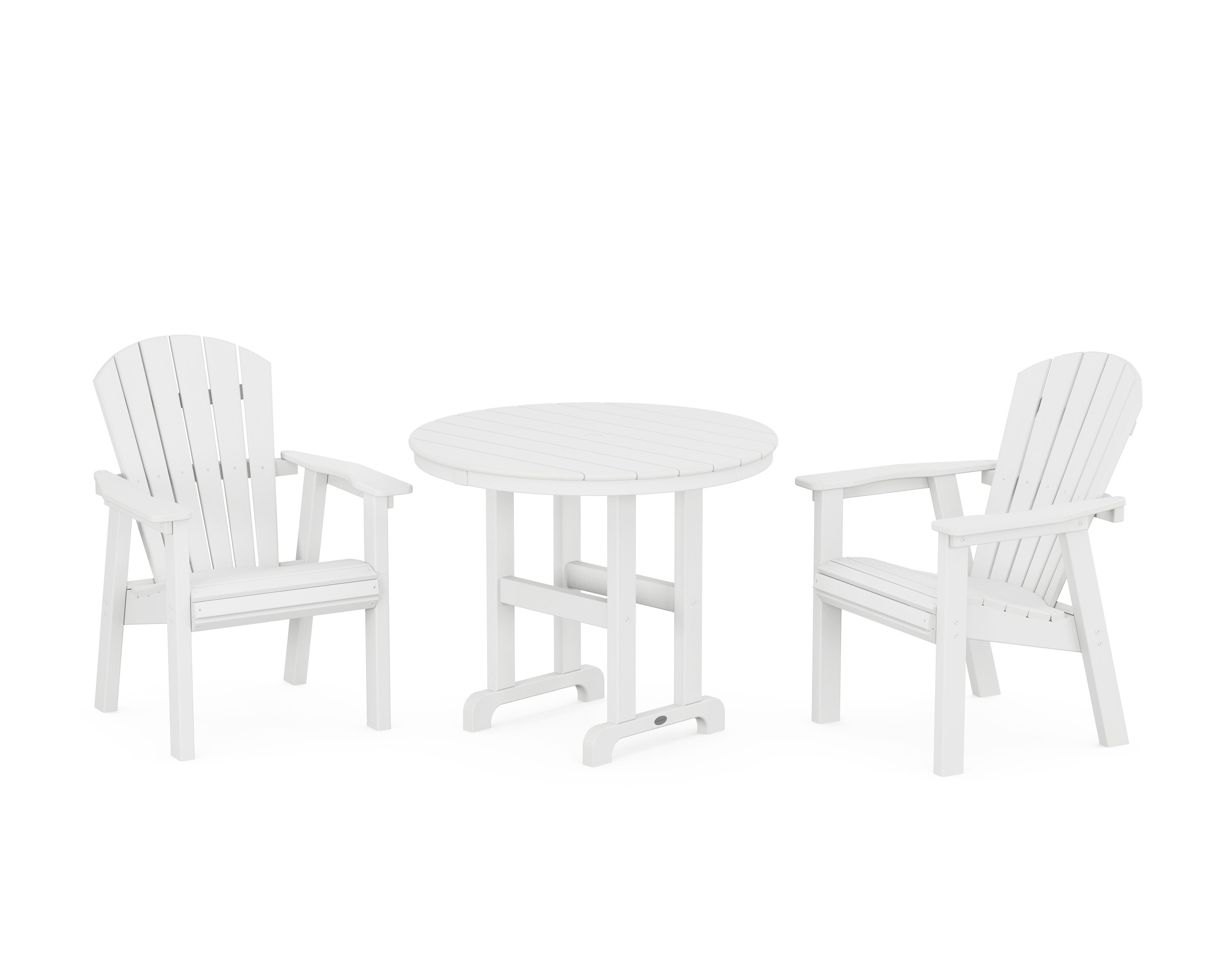 Seashell 3-Piece Round Farmhouse Dining Set in White