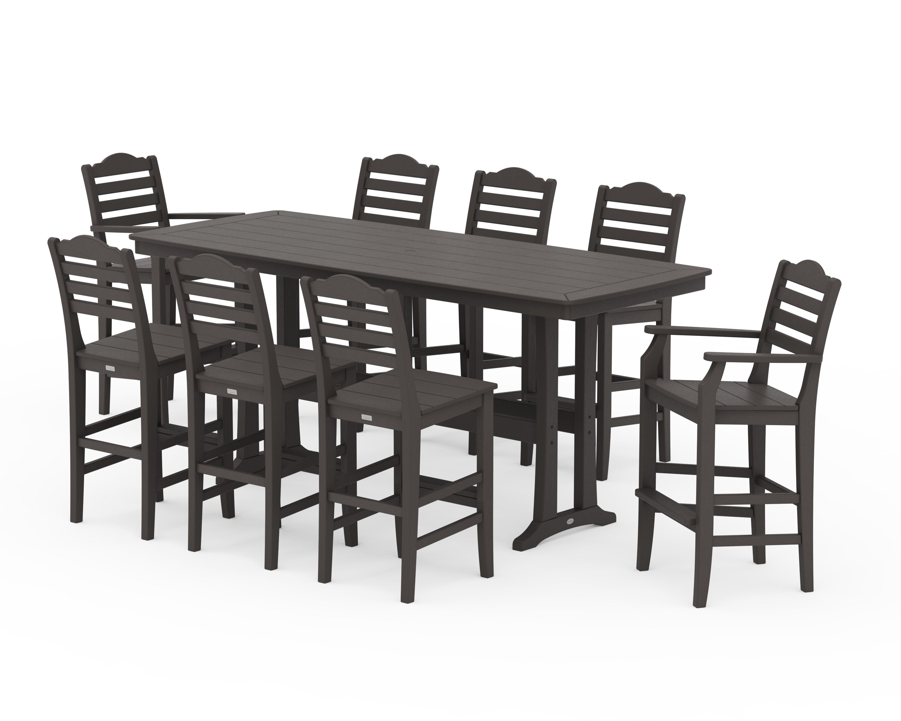 Savannah 9-Piece Bar Set with Trestle Legs in Vintage Coffee