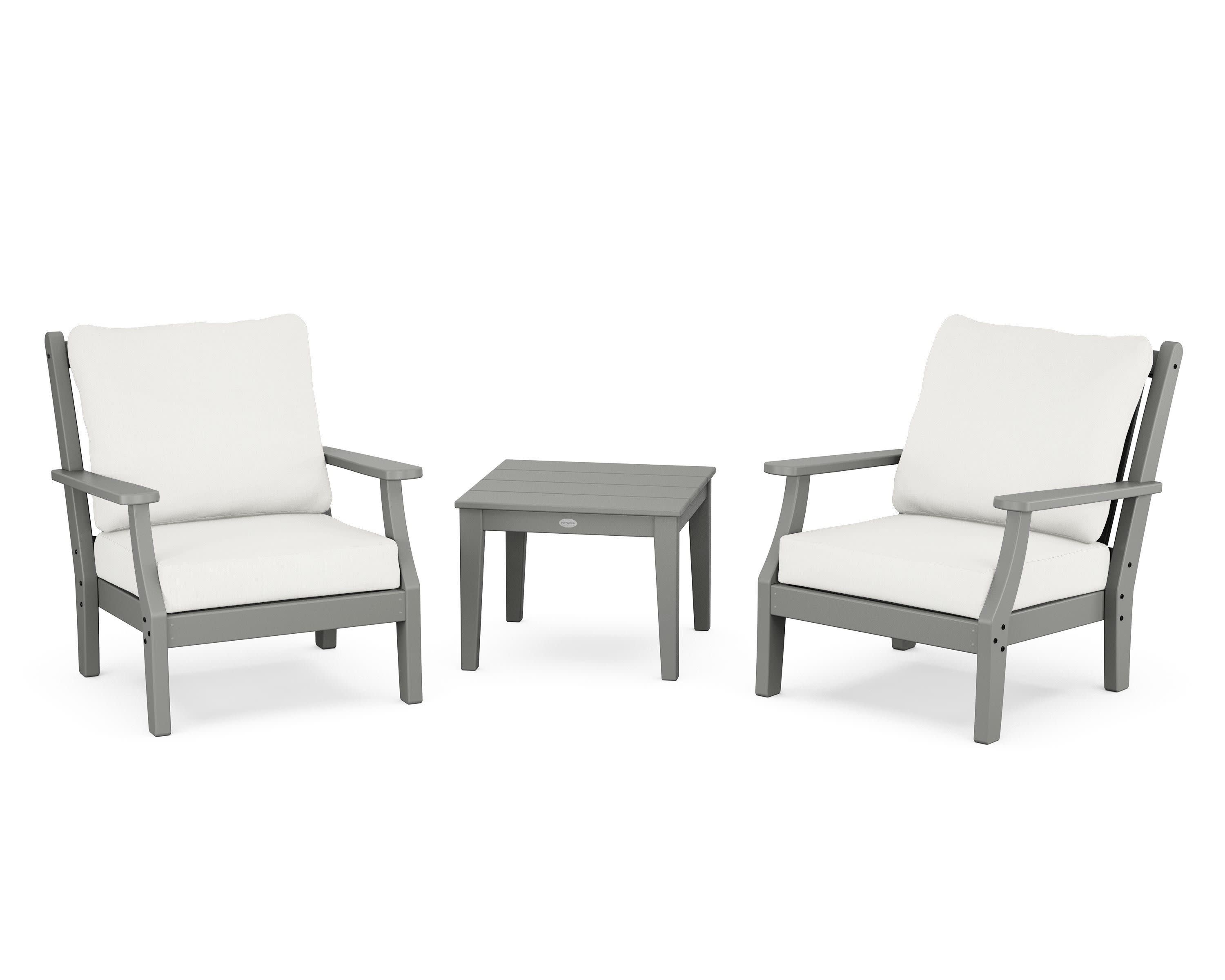 Wovendale 3-Piece Deep Seating Set in Slate Grey / Natural Linen