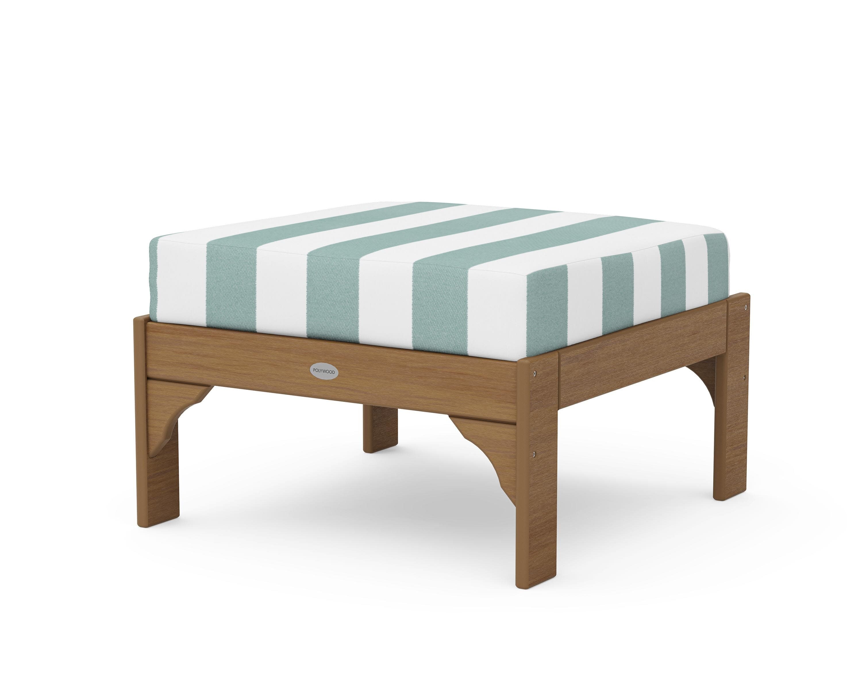 Vineyard Deep Seating Ottoman in Natural / Cabana Stripe Glacier Spa