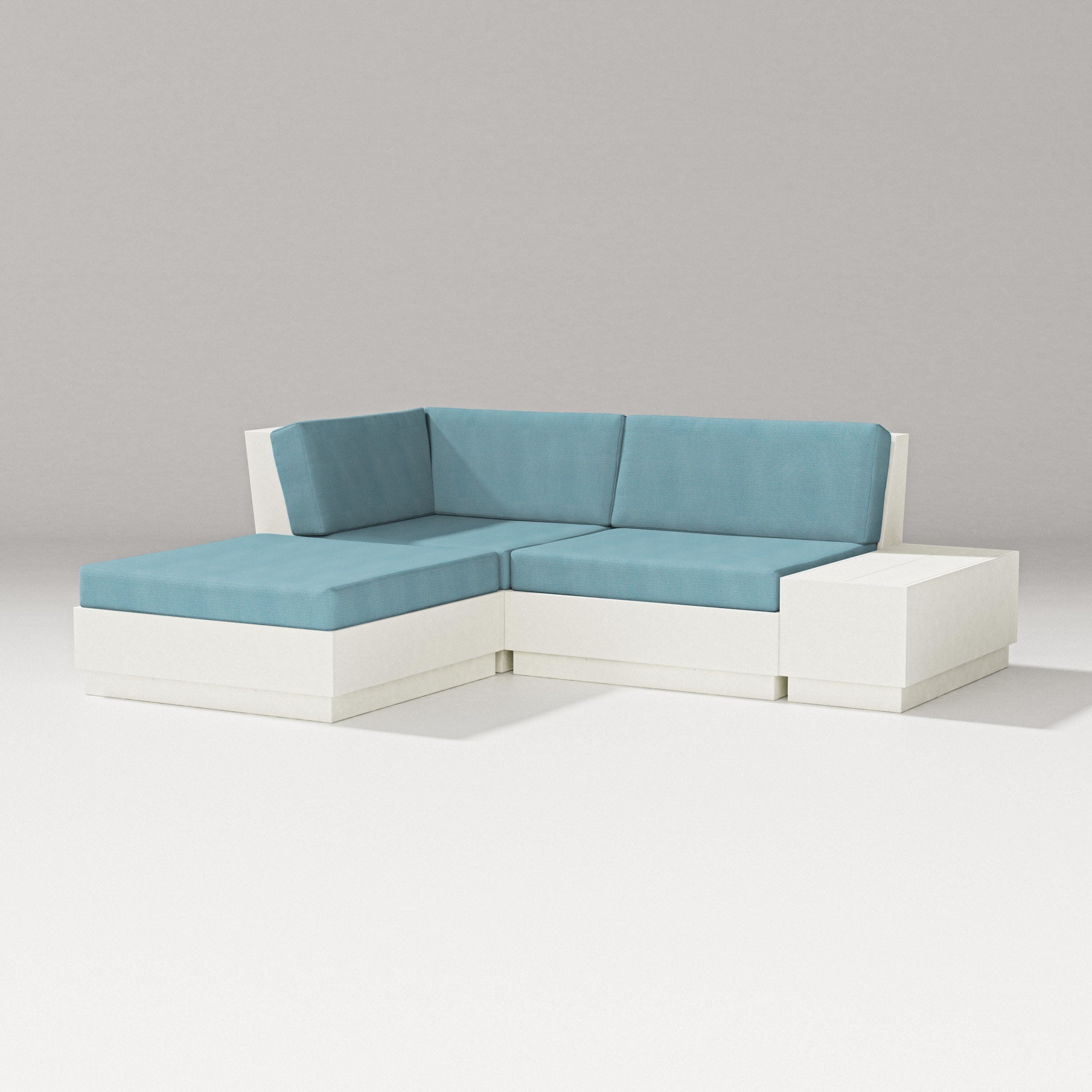 Elevate Loveseat Sectional with Chaise in Vintage White / Lattice Sky Blue