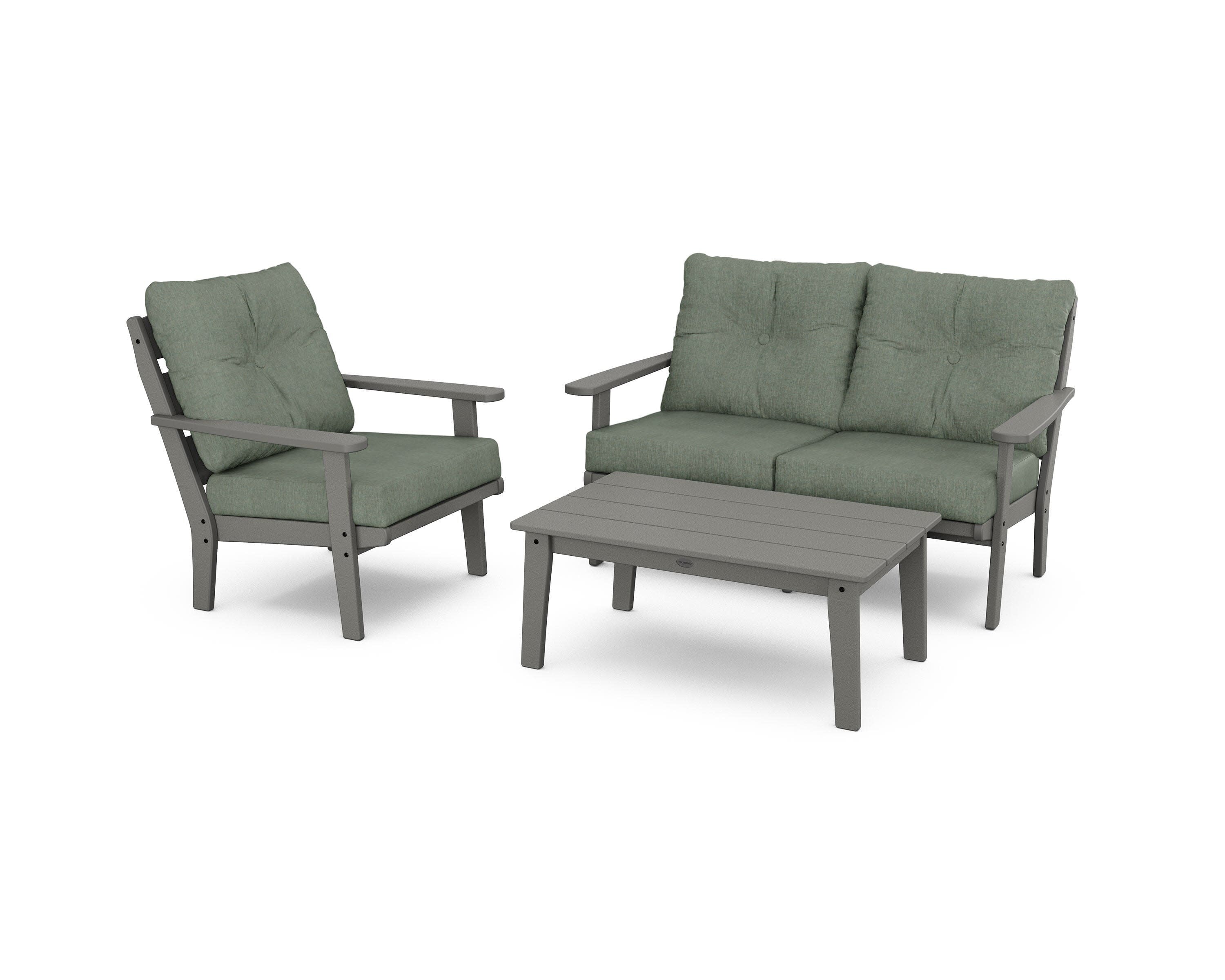 Lakeside 3-Piece Deep Seating Set in Slate Grey / Cast Sage