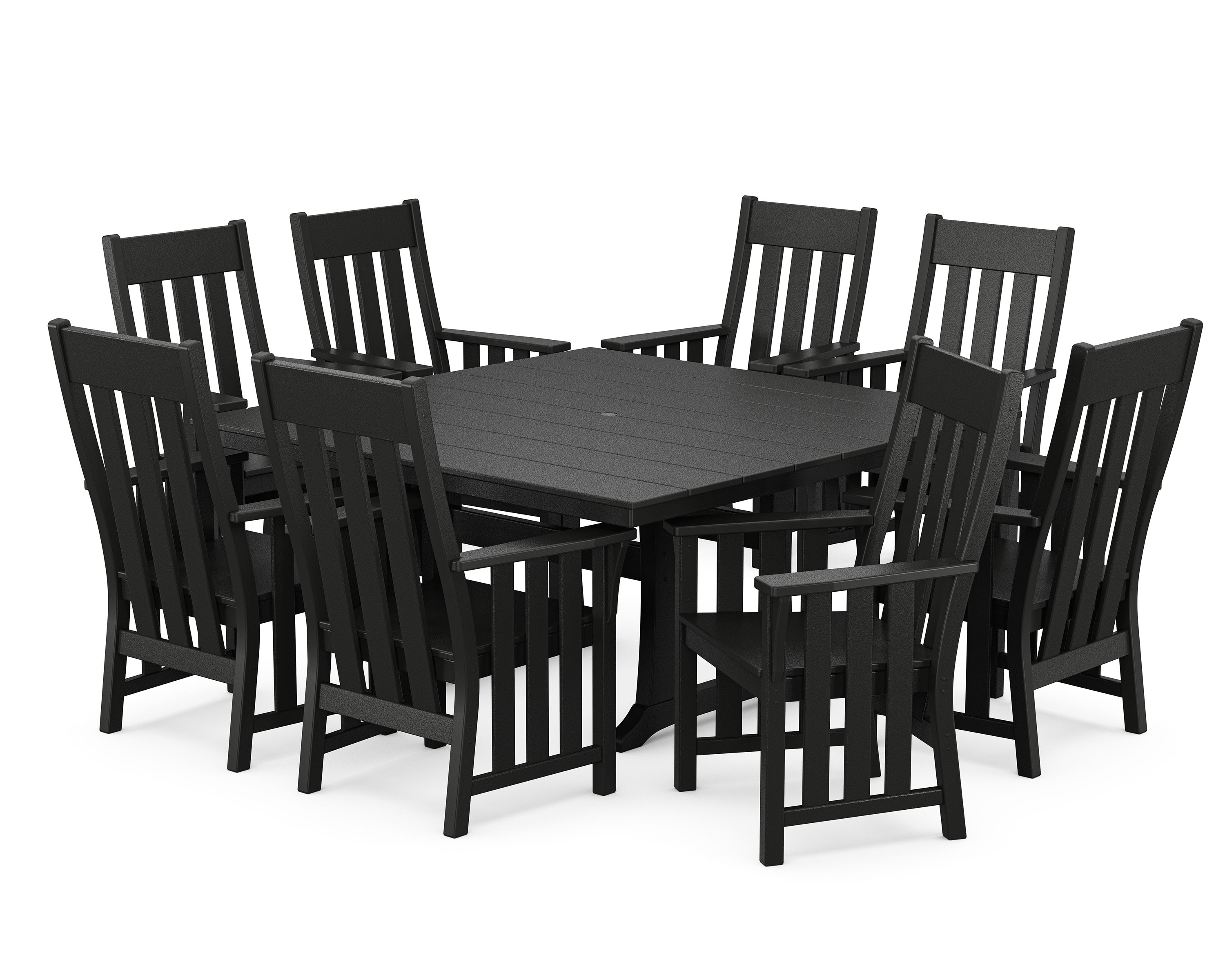 Acadia 9-Piece Square Farmhouse Dining Set with Trestle Legs in Black