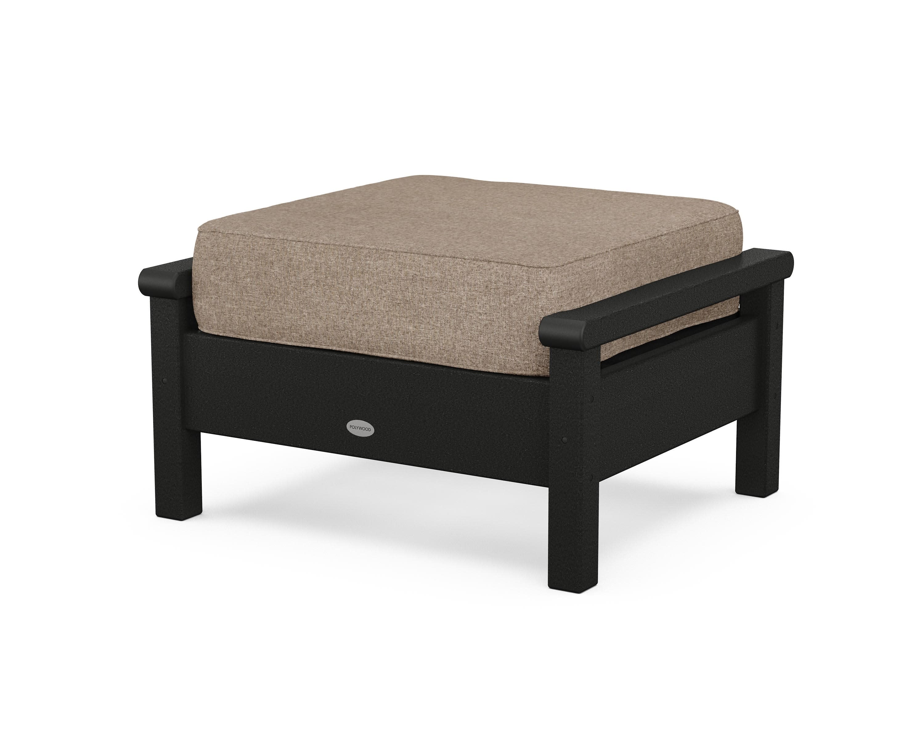 Harbour Deep Seating Ottoman in Black / Spiced Burlap