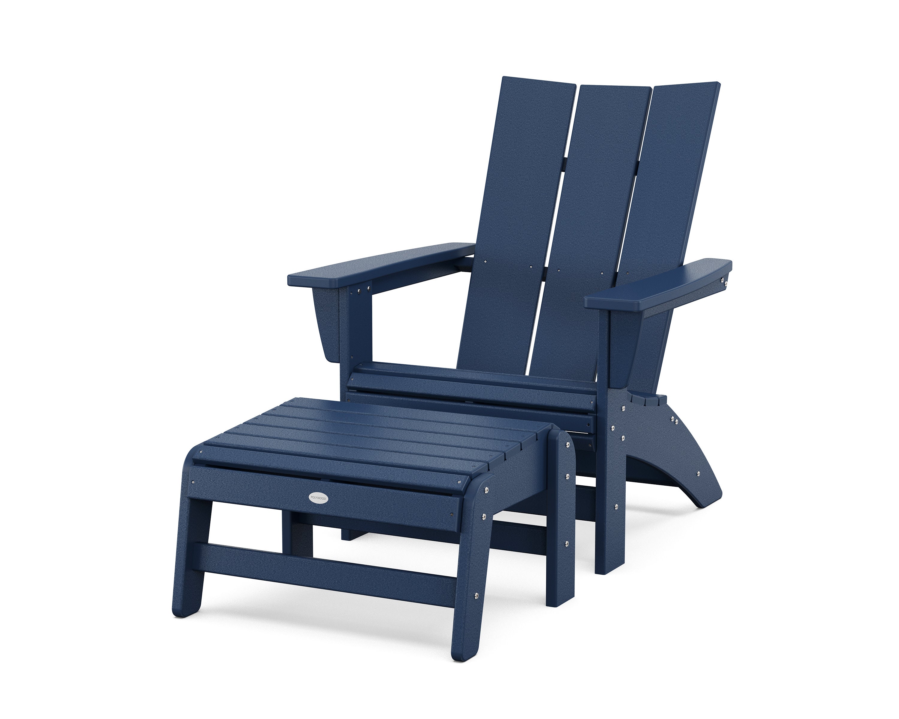 Modern Grand Adirondack Chair with Ottoman in Navy