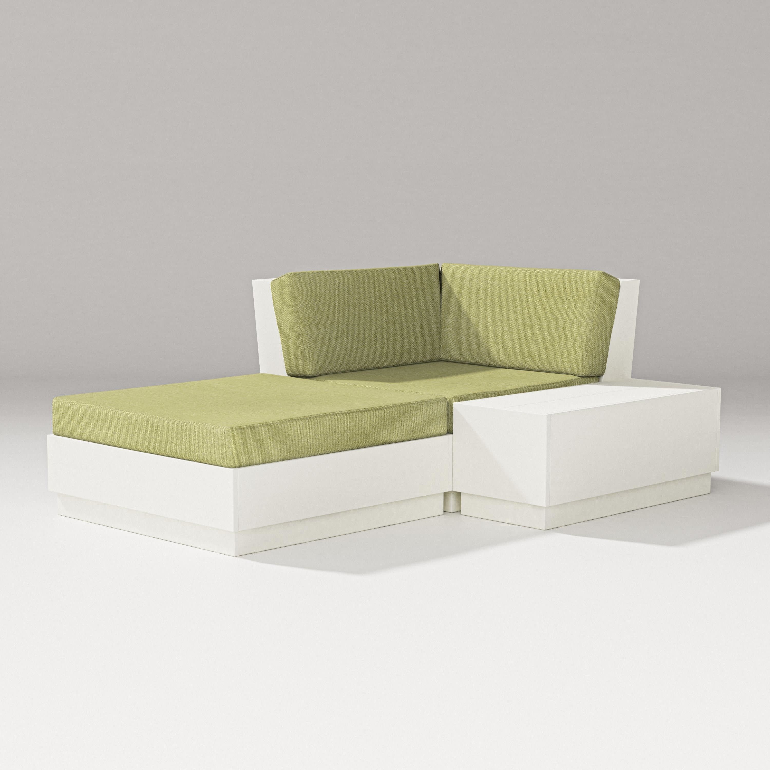 Elevate Corner Chaise in Vintage White / Chartreuse Boucle