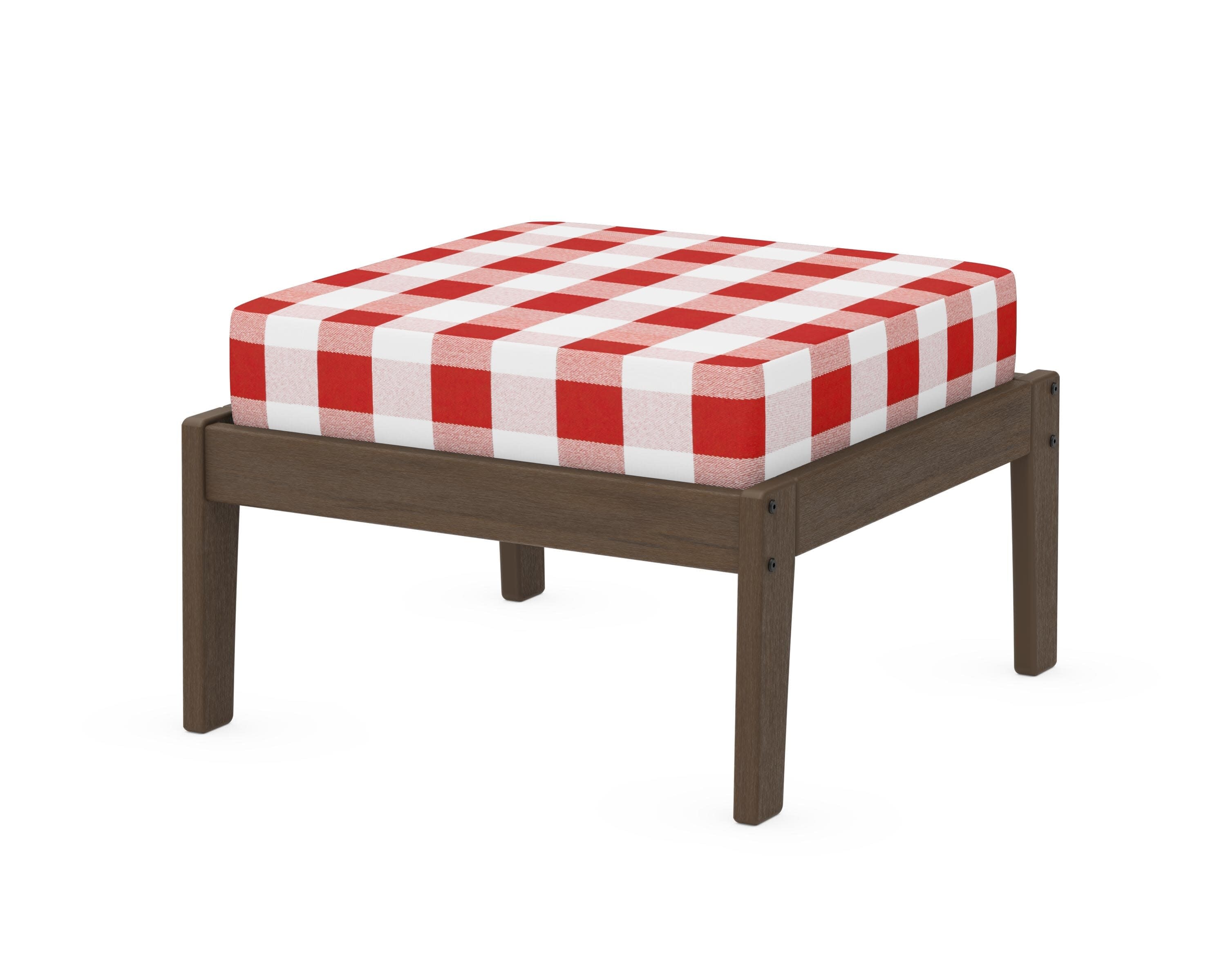 Deep Seating Ottoman in Kona / Buffalo Plaid Crimson