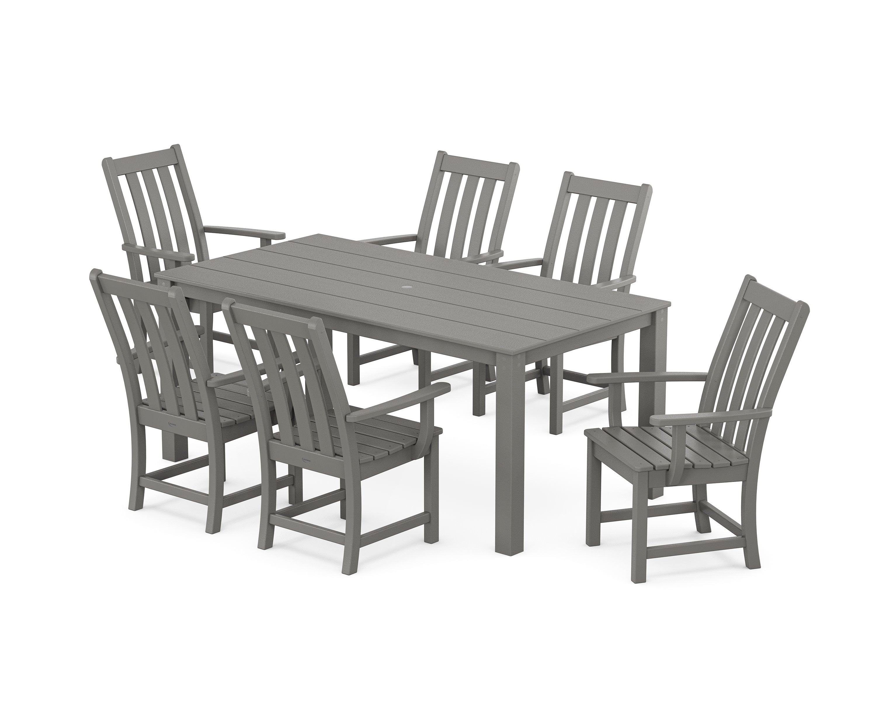 Vineyard 7-Piece Parsons Arm Chair Dining Set in Slate Grey
