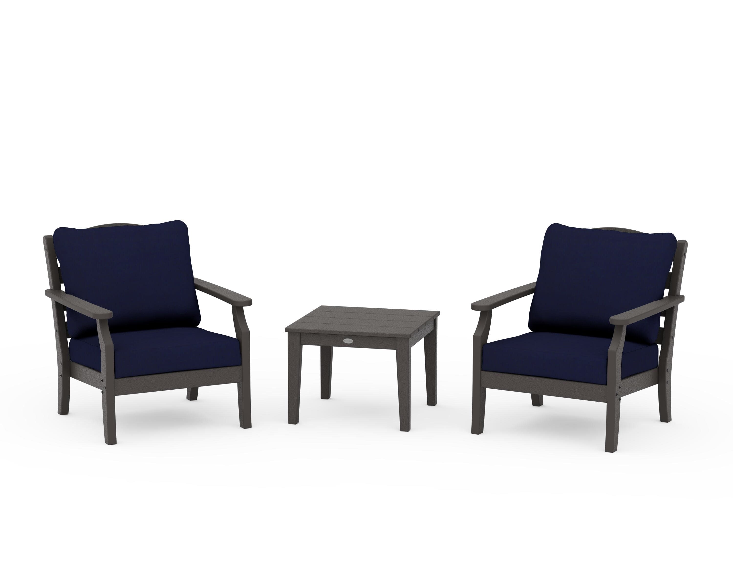 Savannah 3-Piece Deep Seating Set in Vintage Coffee / Navy