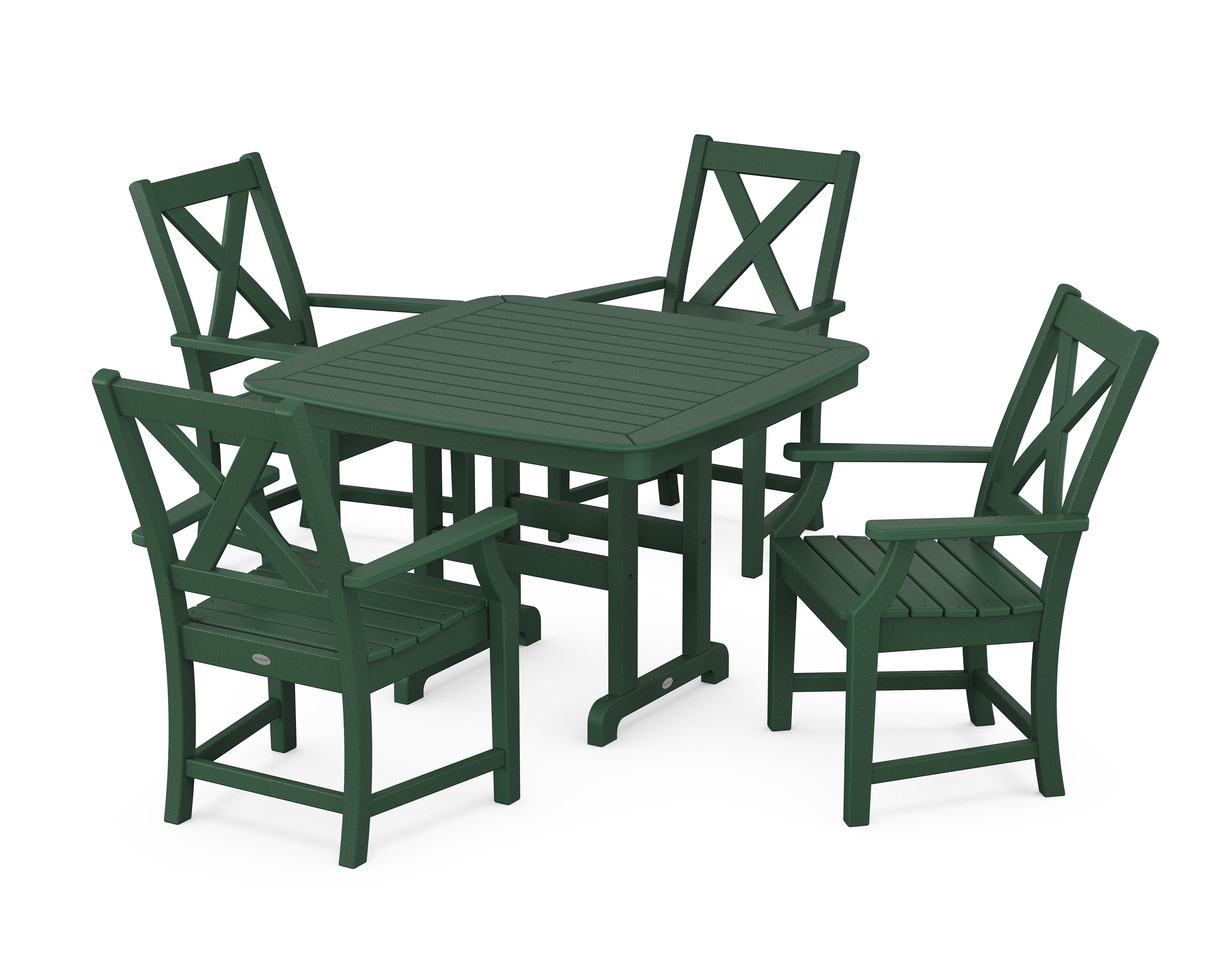 Braxton 5-Piece Dining Set with Trestle Legs in Green