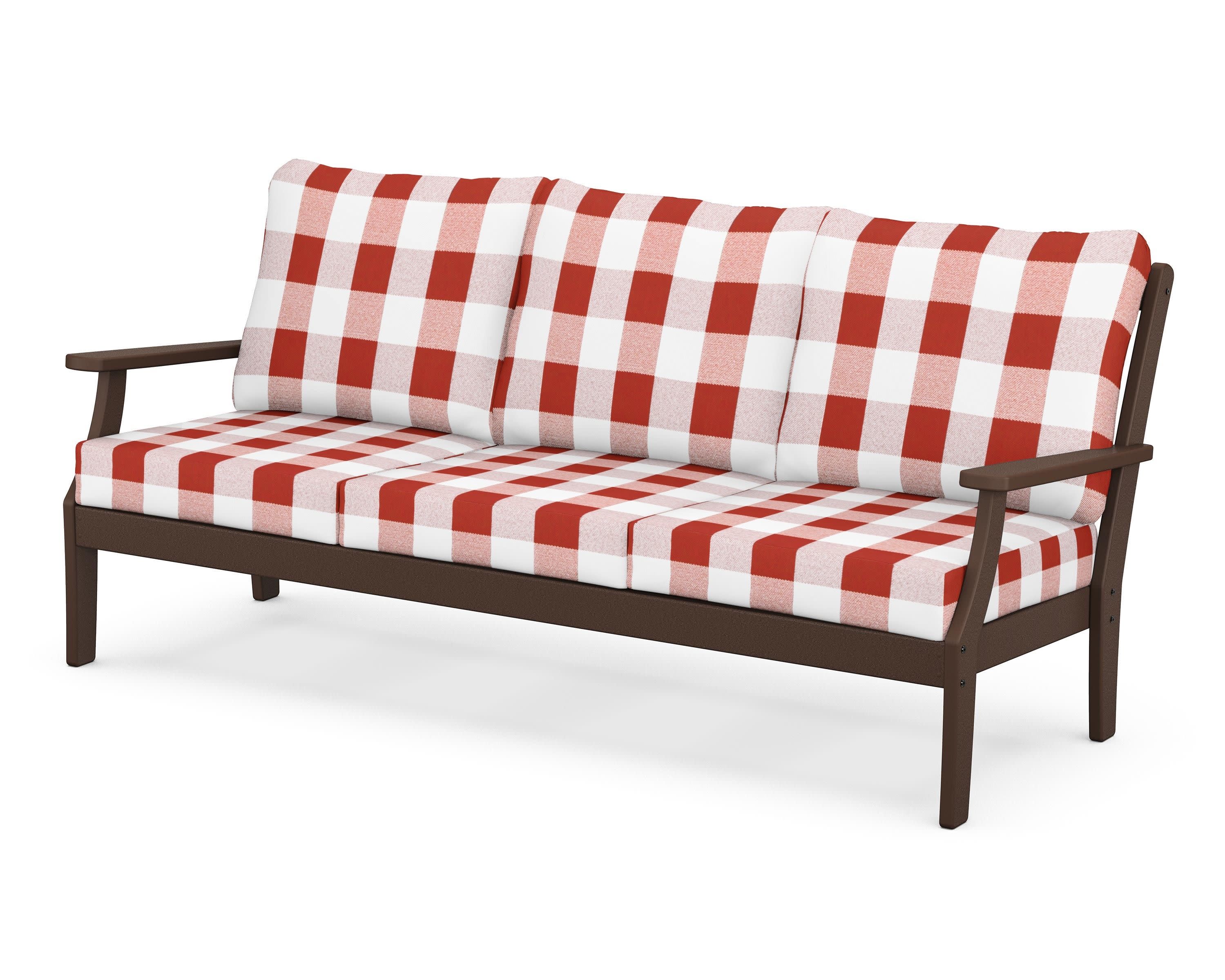 Braxton Deep Seating Sofa in Mahogany / Buffalo Plaid Crimson