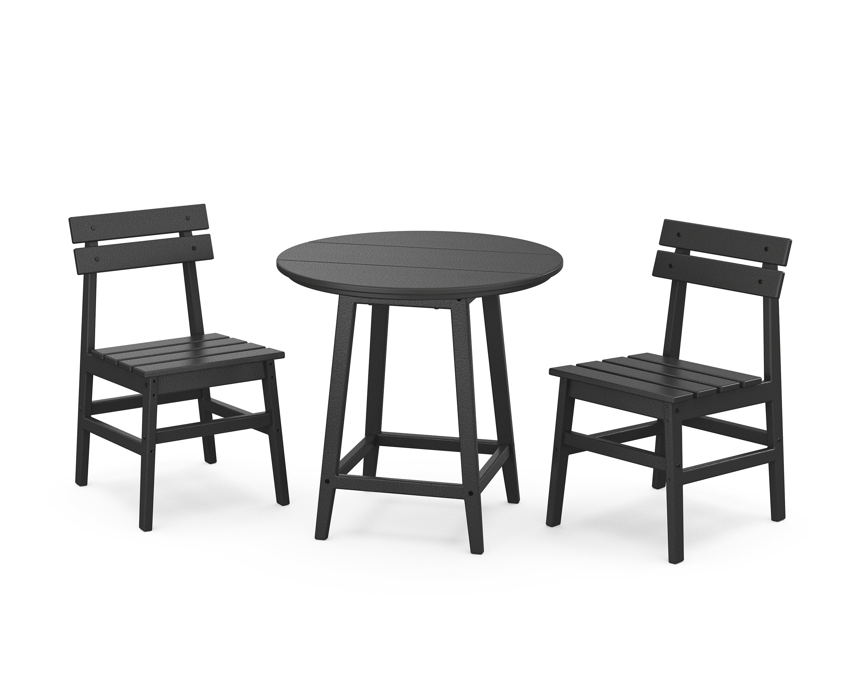 Modern Studio Plaza Chair 3-Piece Round Bistro Dining Set in Black