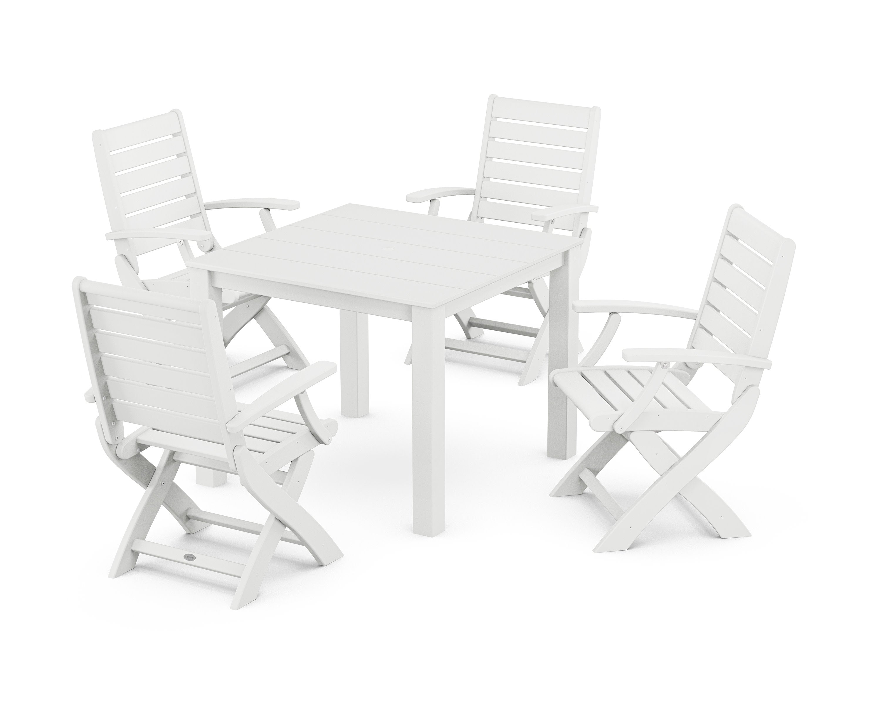 Signature Folding Chair 5-Piece Parsons Dining Set in White
