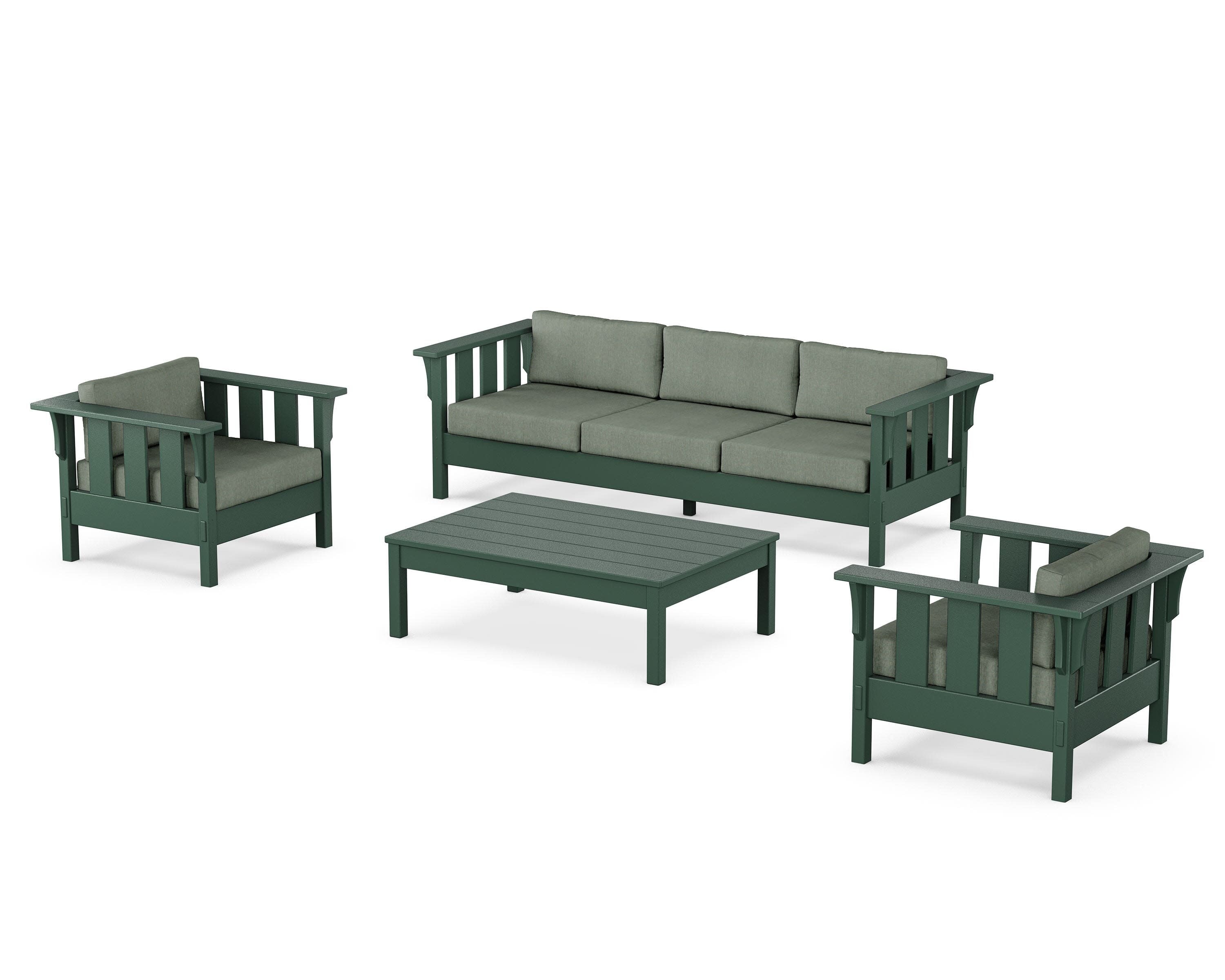 Acadia 4-Piece Deep Seating Set with Sofa in Green / Cast Sage