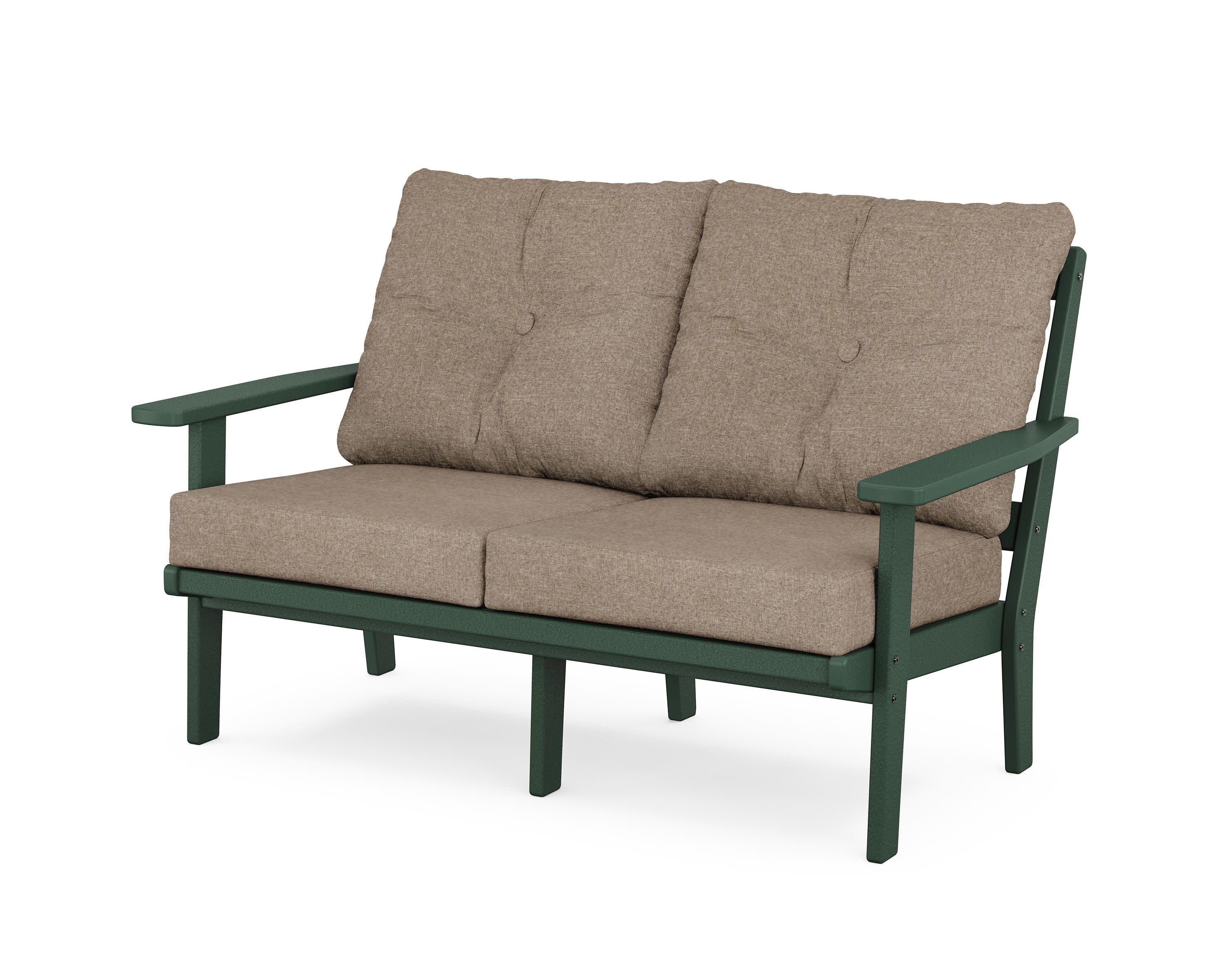 Prairie Deep SeatingLoveseat in Green / Spiced Burlap