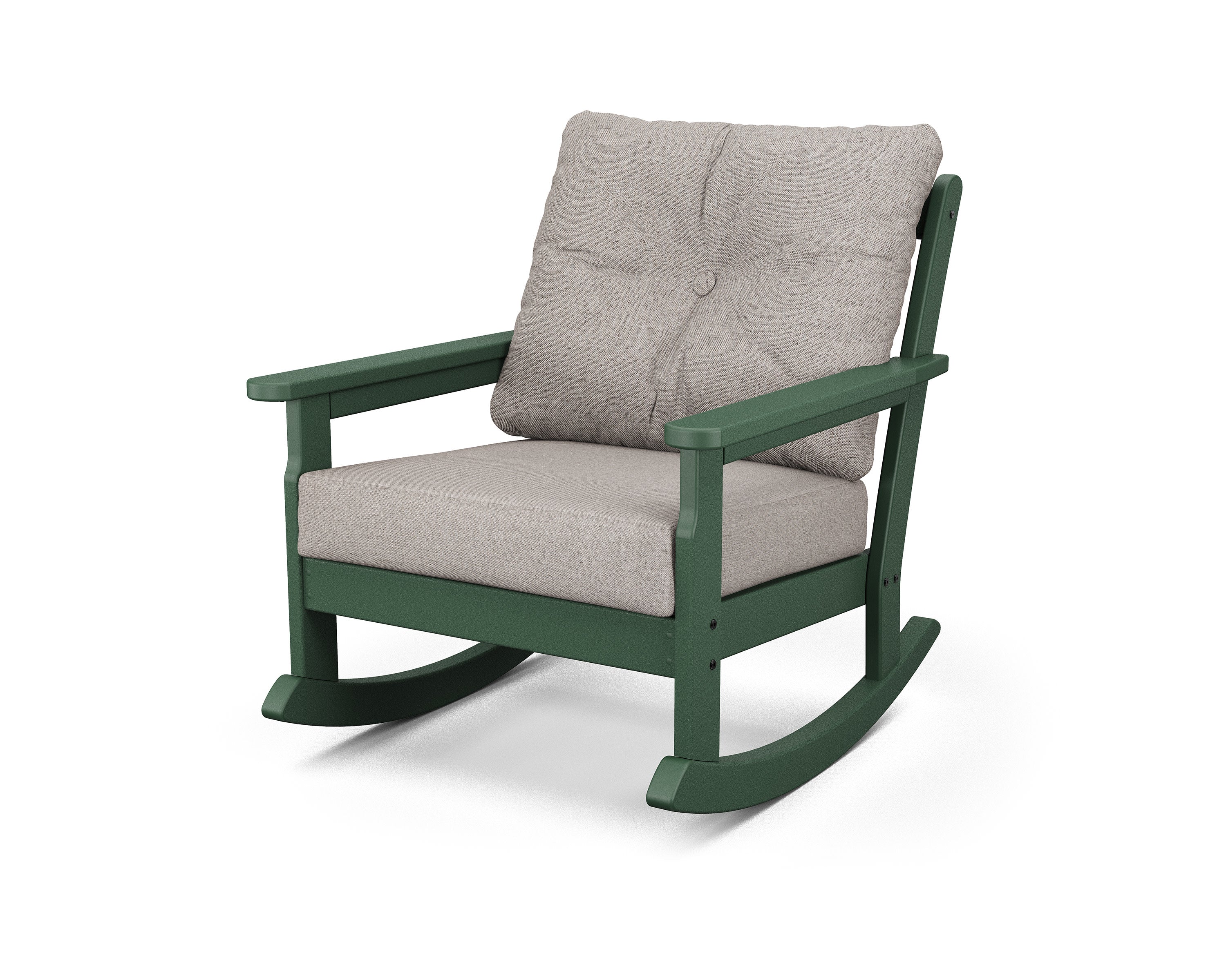 Vineyard Deep Seating Rocking Chair in Green / Weathered Tweed