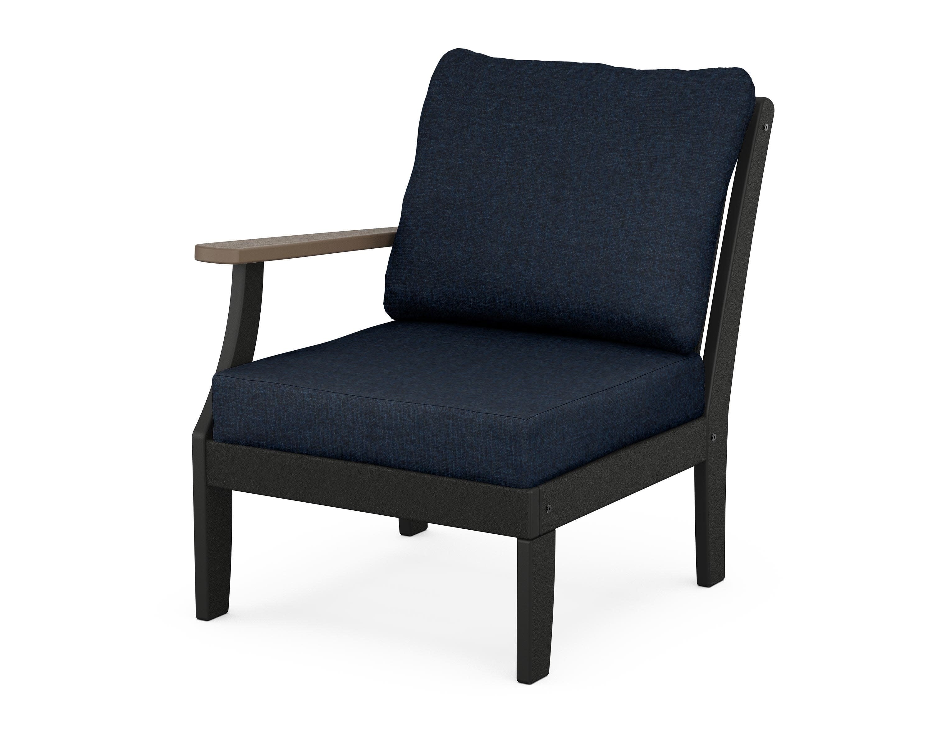 Braxton Modular Left Arm Chair in Black / Kona / Marine Indigo