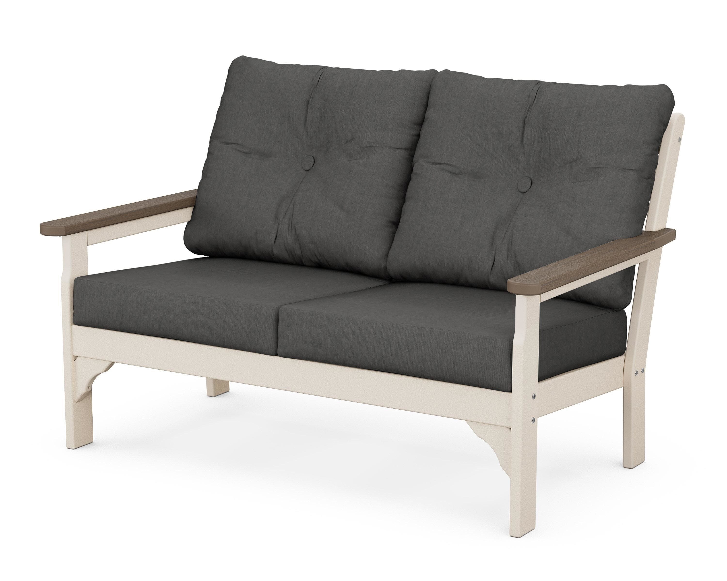 Vineyard Deep Seating Loveseat in Sand / Kona / Spectrum Carbon