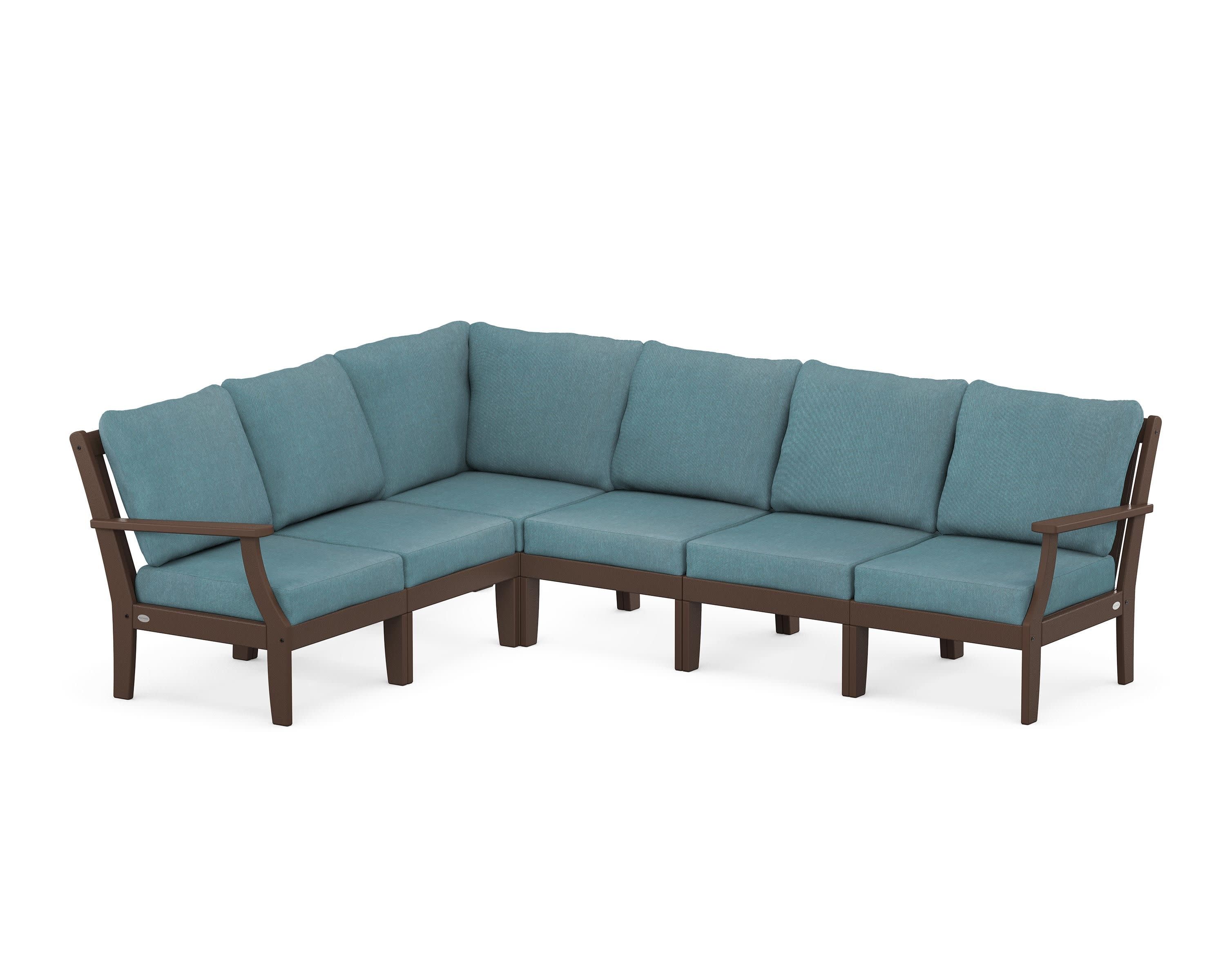 Braxton Modular 6-Piece Deep Seating Set in Mahogany / Ocean Teal