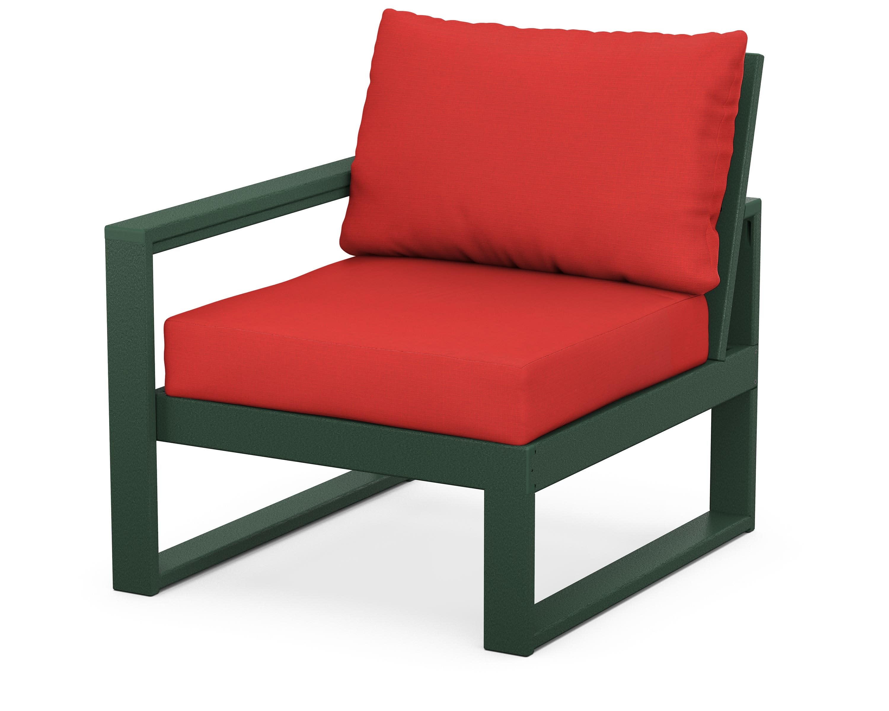 EDGE Modular Left Arm Chair in Green / Crimson Linen