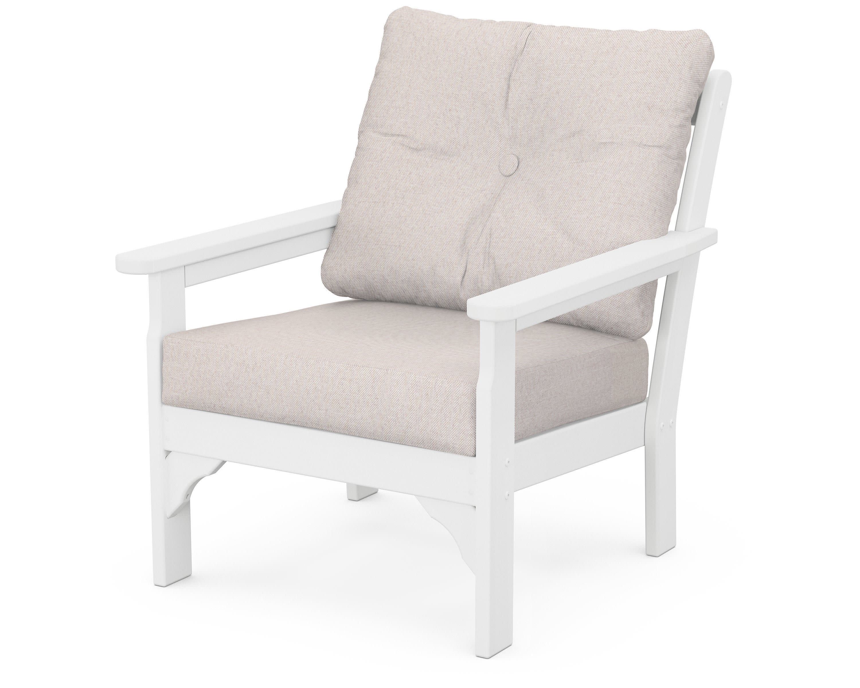 Vineyard Deep Seating Chair in White / Dune Burlap