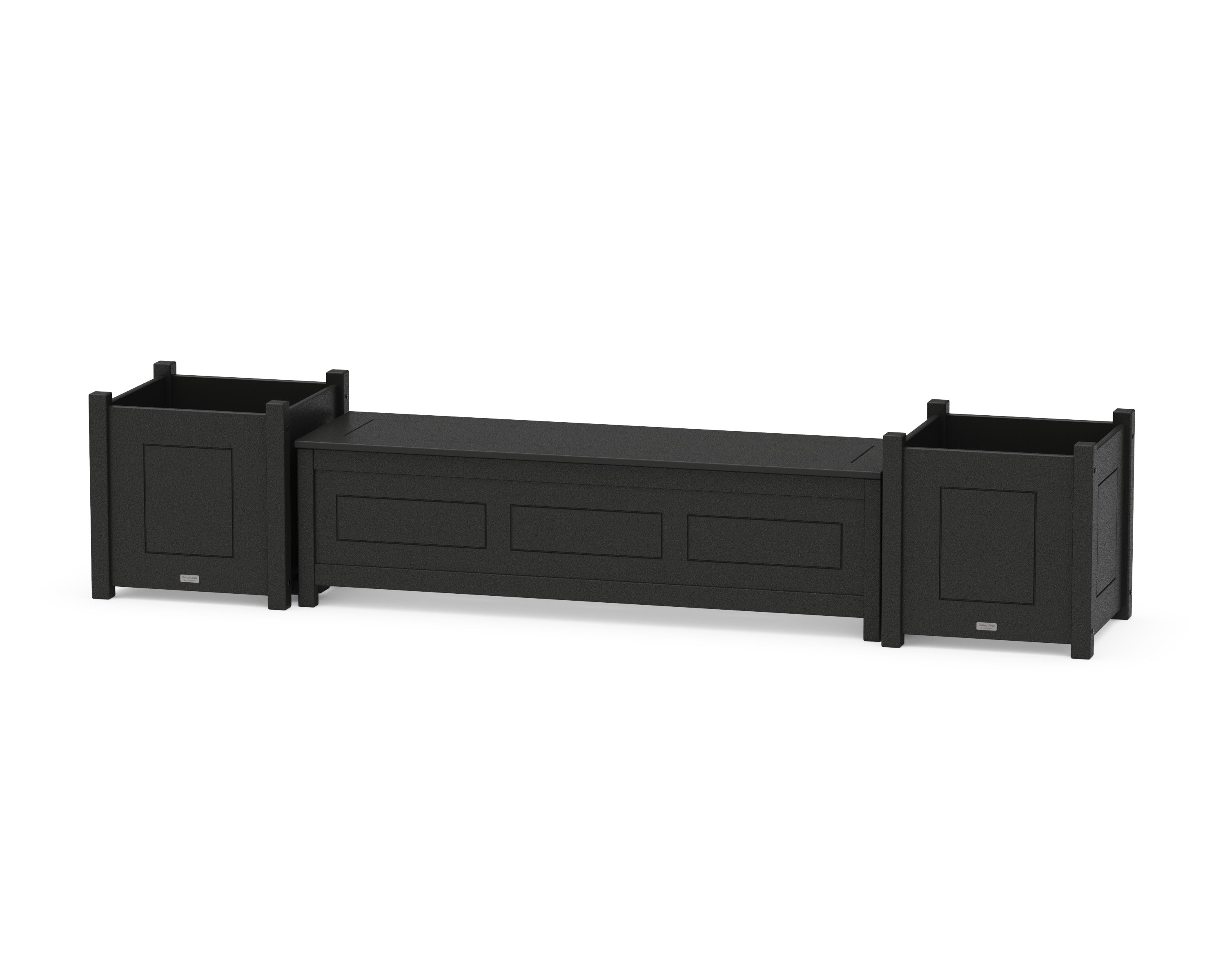 60" Country Living Straight Planter Storage Bench Set- Large in Black