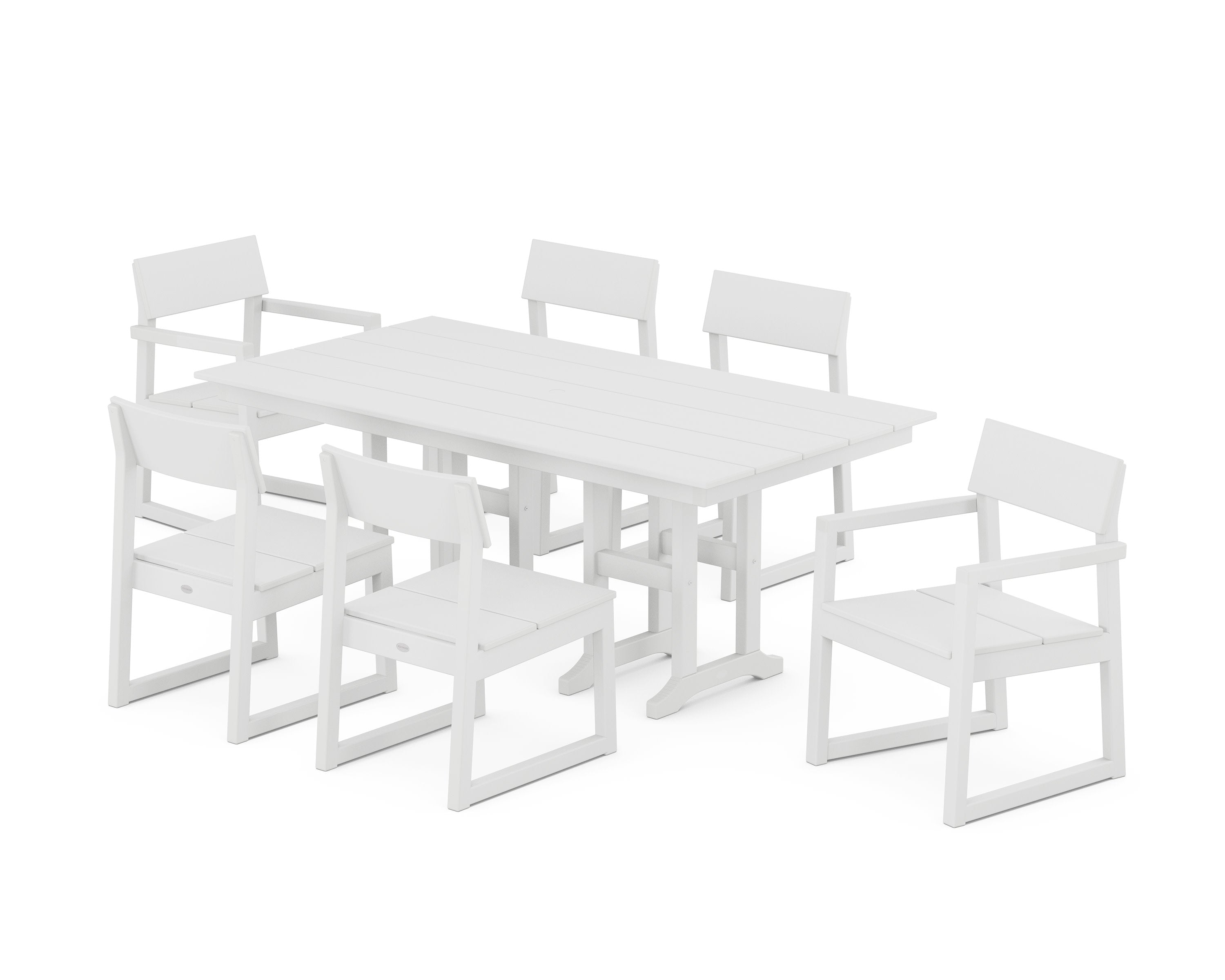 EDGE 7-Piece Farmhouse Dining Set in White